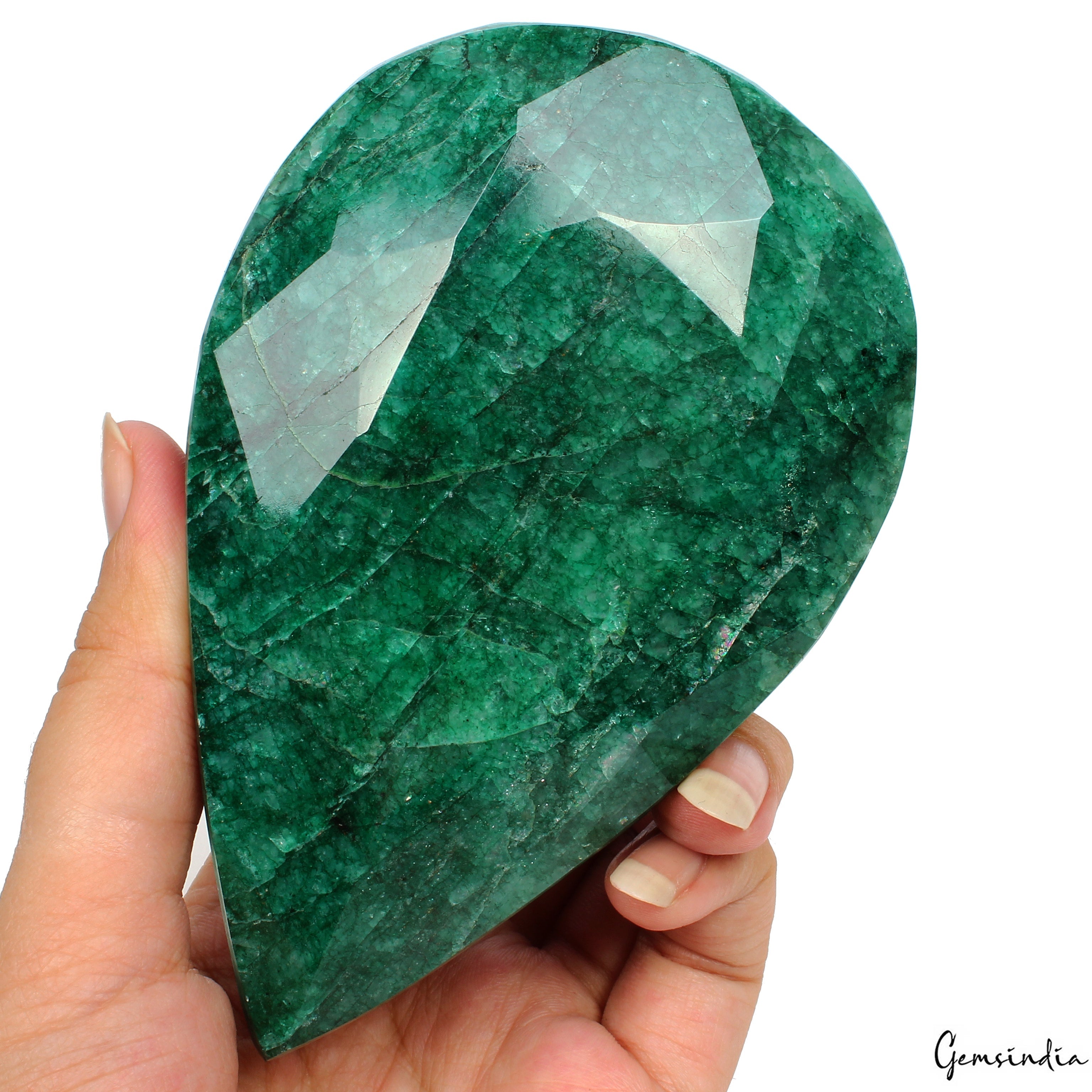 2960 Ct Natural Green Brazilian Emerald Pear Faceted Earth Mined Loose Gemstone