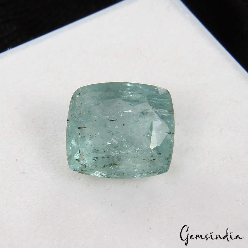 6.10 Ct Natural Certified Blue Aquamarine Unheated Loose Cushion Cut Gemstone