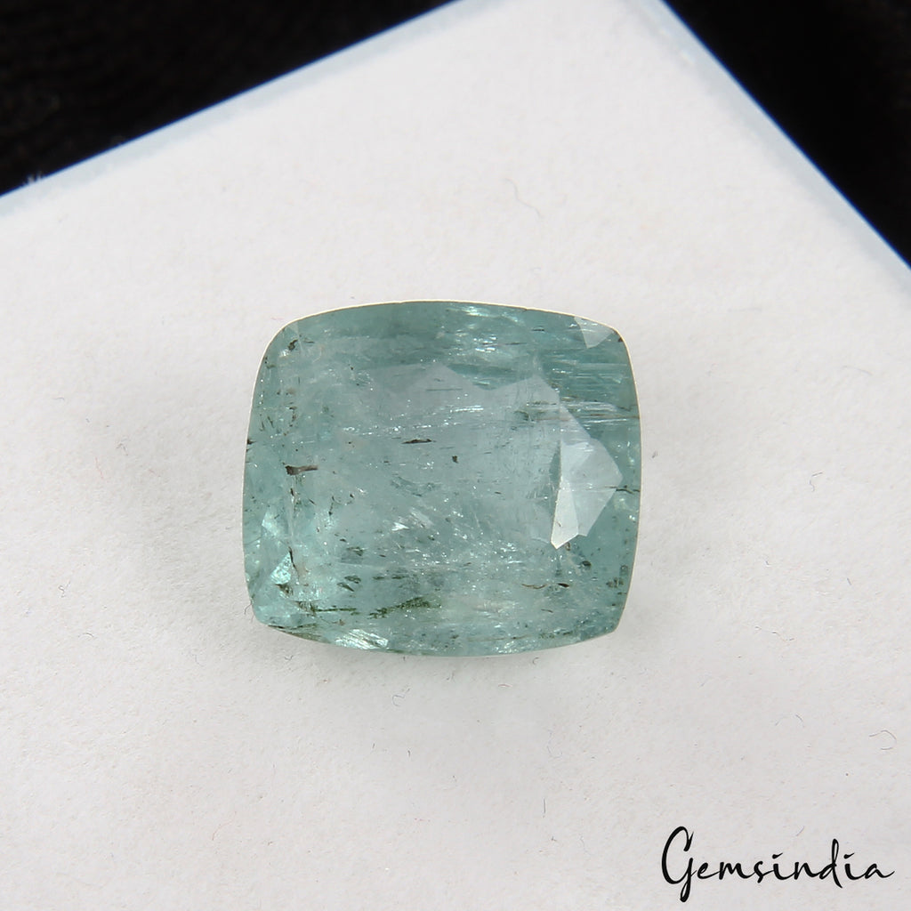 Aquamarine Loose Gemstone, Cushion Cut, Untreated — 12x10x6 mm, 6.15 Ct, Brazil