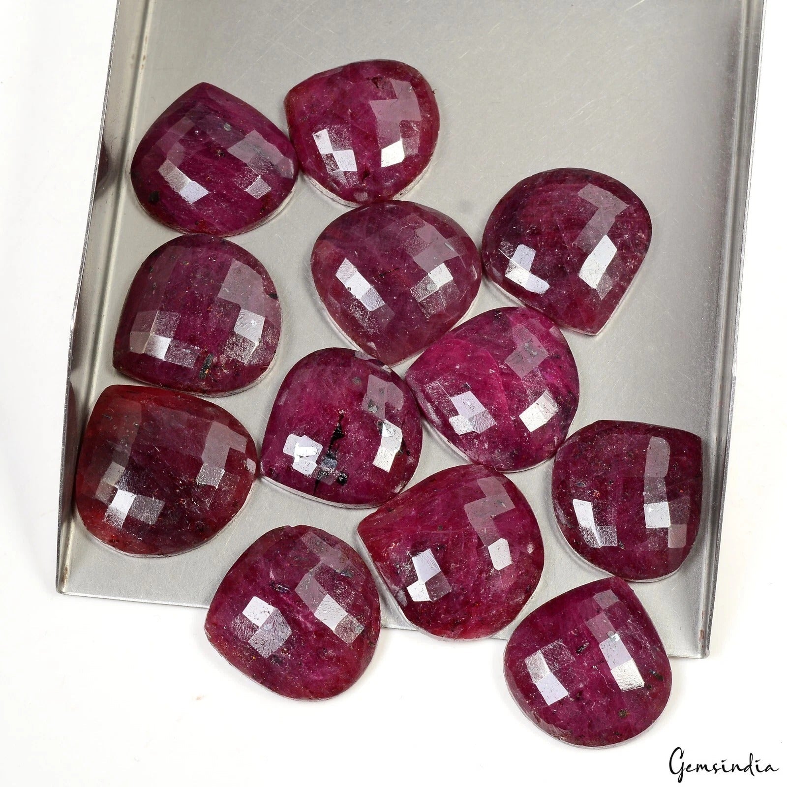 Loose Gemstone Checkerboard Cut 450 Ct Pear Shape 23-26mm Natural Red Ruby Lot