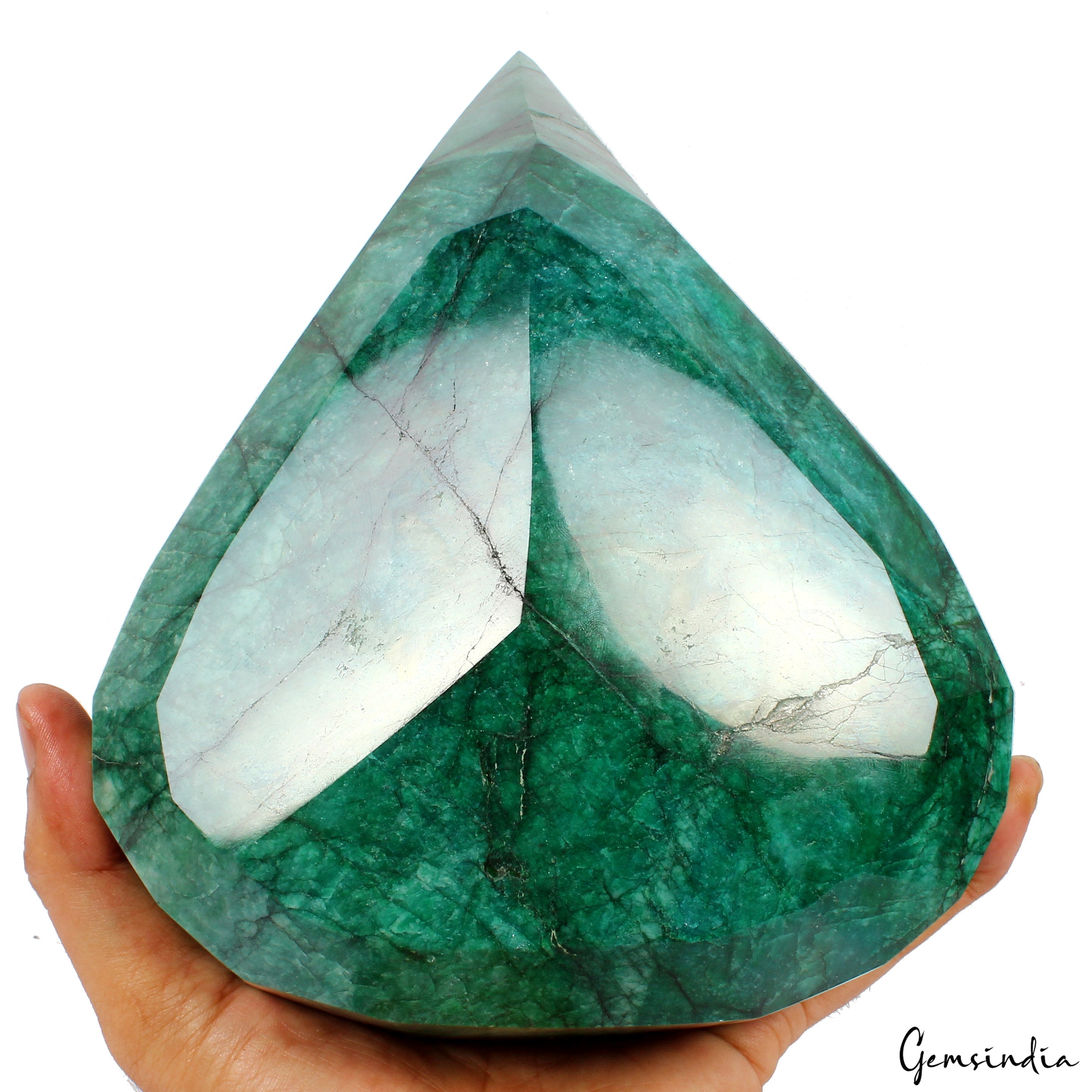 Biggest 3.1 Kilo Natural BrazilianGreen Emerald Pear Faceted Huge Size Gemstone