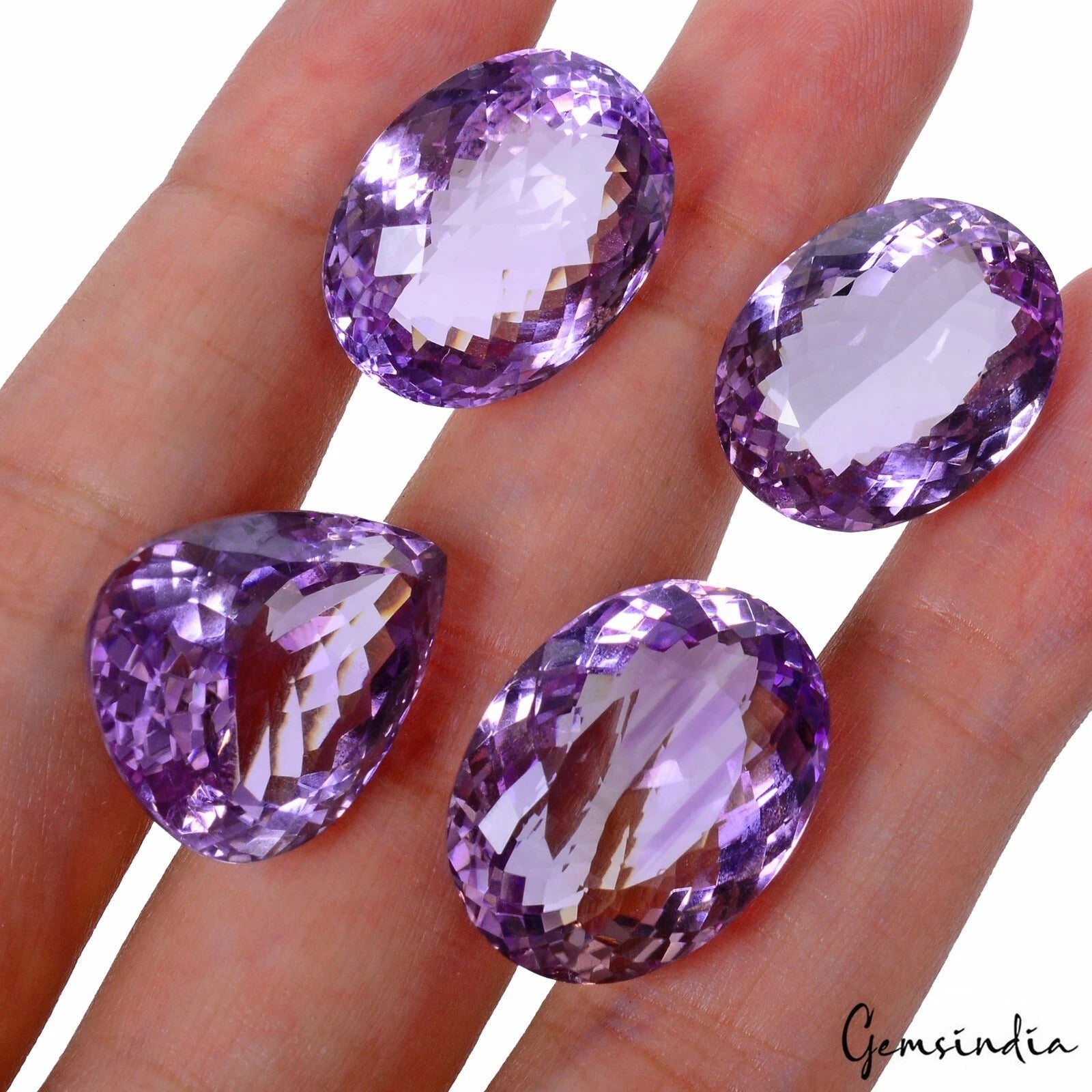 Amethyst Lot, Loose Gemstone, Untreated, Purple — 4 Pieces, 19mm to 21mm, 86.70 Ct, India