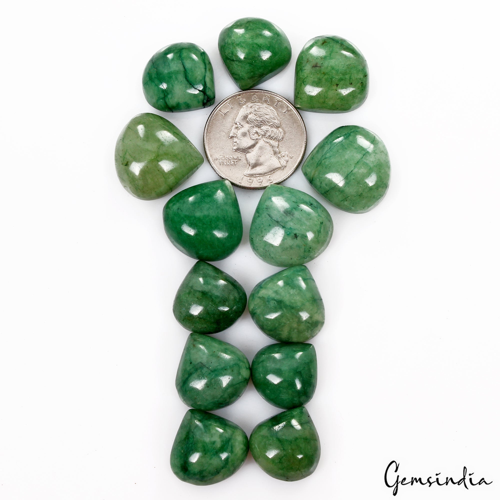 300 Ct/13 Pcs Natural Brazilian Green Emerald Pear Cab 16mm-20mm Loose Gemstones