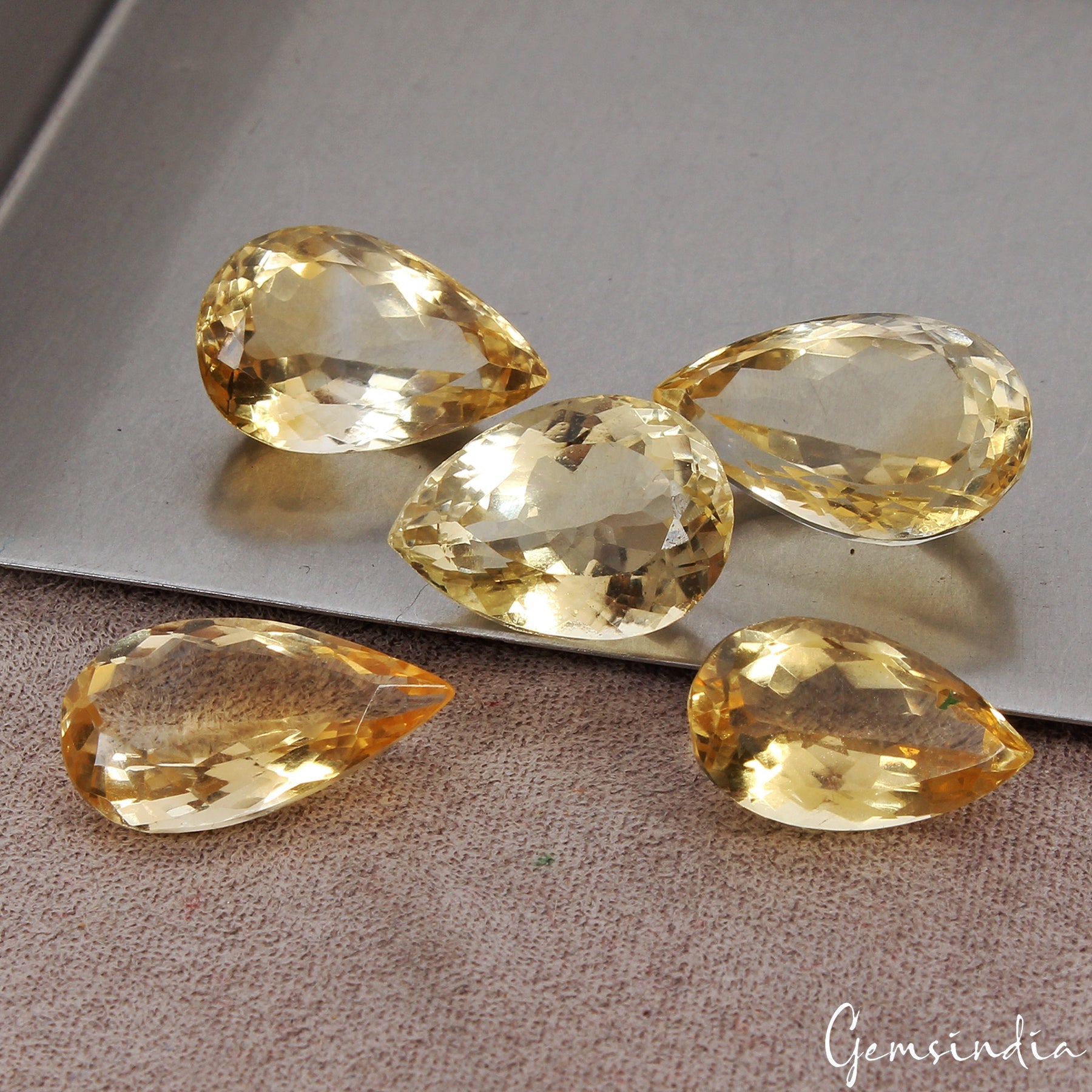 Pear Cut Natural Unheated Top Yellow Citrine Brazil 59.70 Ct/17-21mm Gemstones