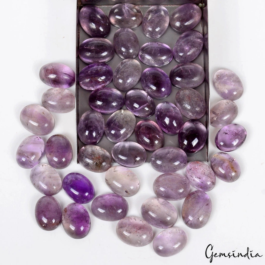 770 Ct/44 Pcs Natural Untreated Purple Amethyst Oval Cab Wholesale Gemstones Lot