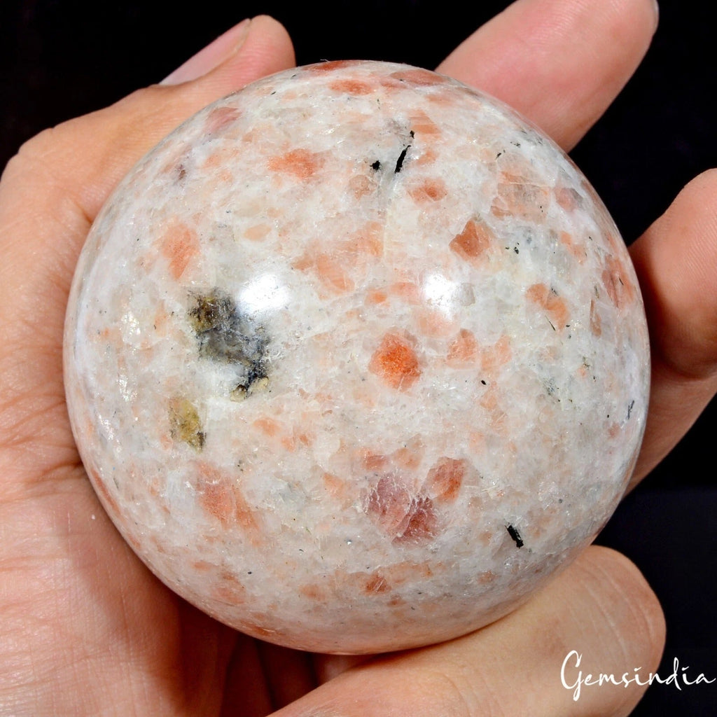 Natural Untreated Sunstone Healing Crystal Mineral Sphere Gem With Stand 1800 Ct
