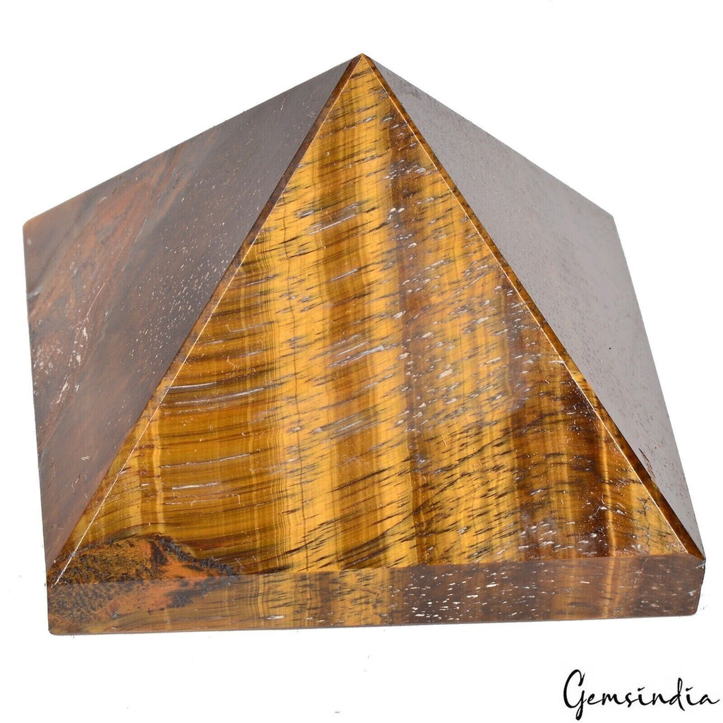 690Ct/41mm Natural Tiger eye Crystal Reiki Chakra Healing/Reiki Gemstone Pyramid