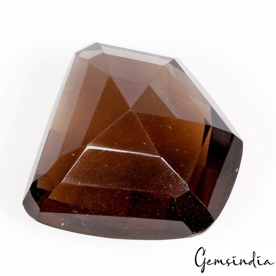 49.40 Cts Natural Untreated Brown Smoky Quartz Fancy Checker Cut Gem For Pendant