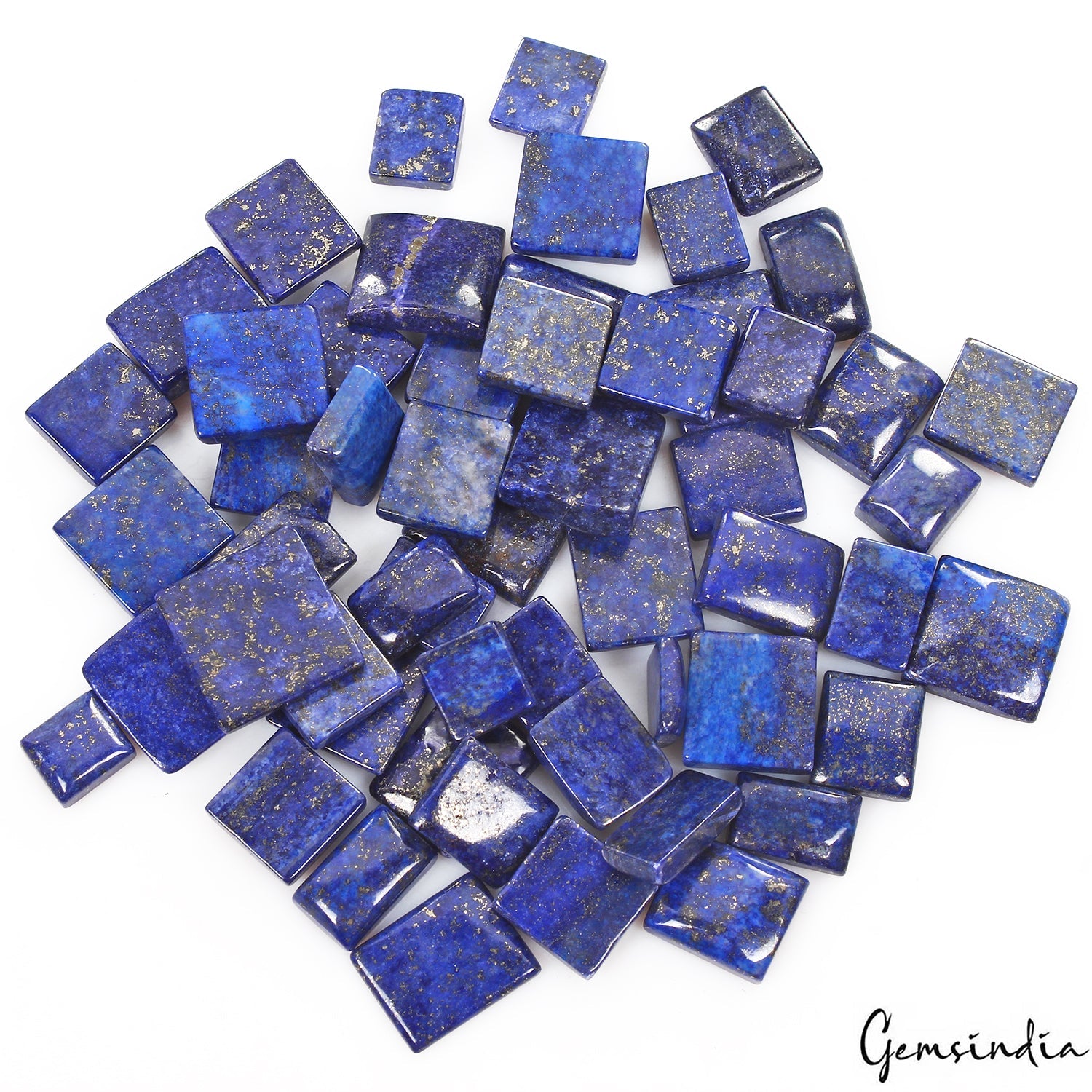 500 Ct/55Pcs Natural Blue Lapis Lazuli Gold Pyrite Baguette Cut Gems For Jewelry