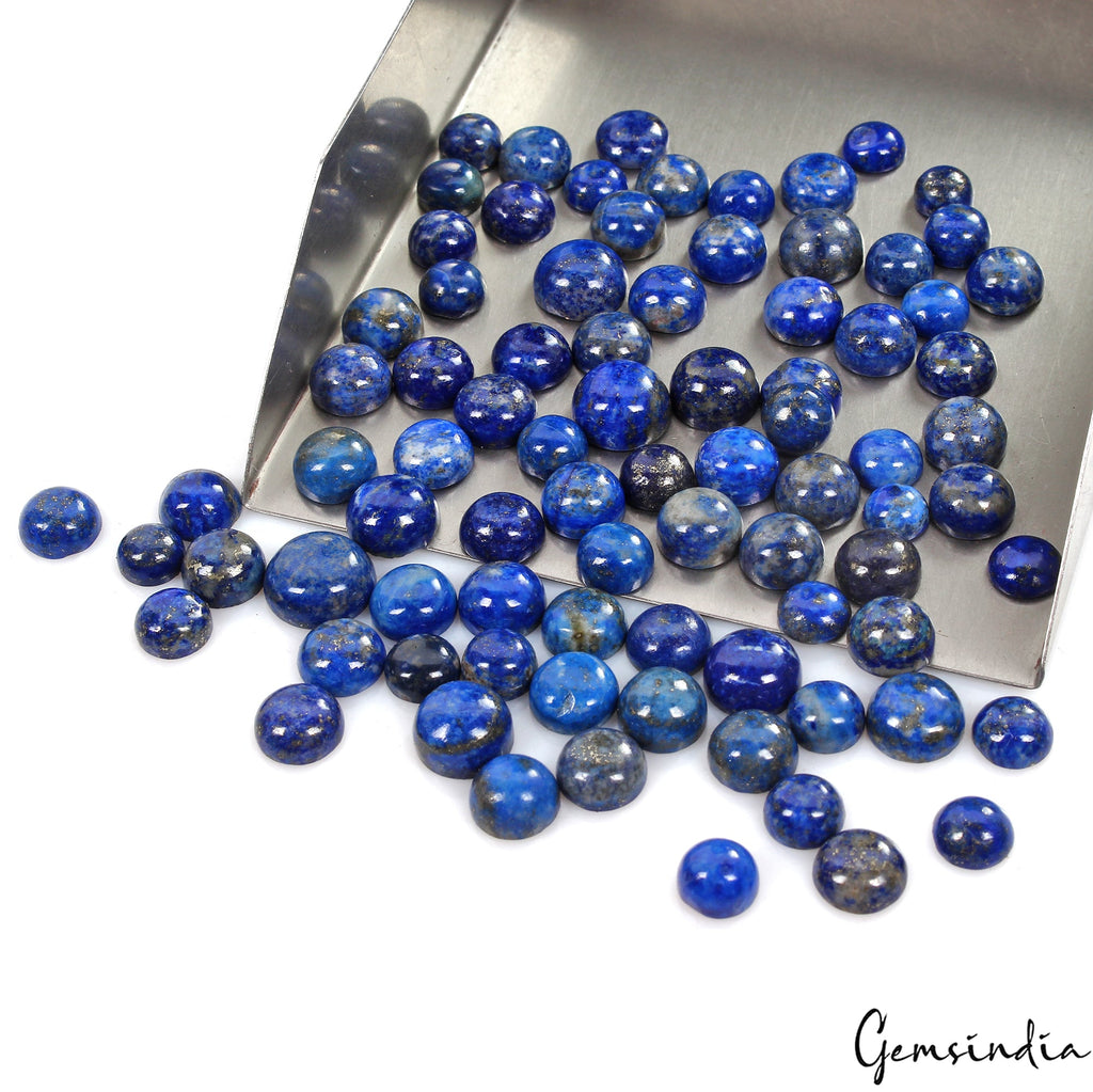 263 Cts/82 Pcs Natural Blue Lapis Lazuli Round Cab Loose Gems Lot For Jewelry