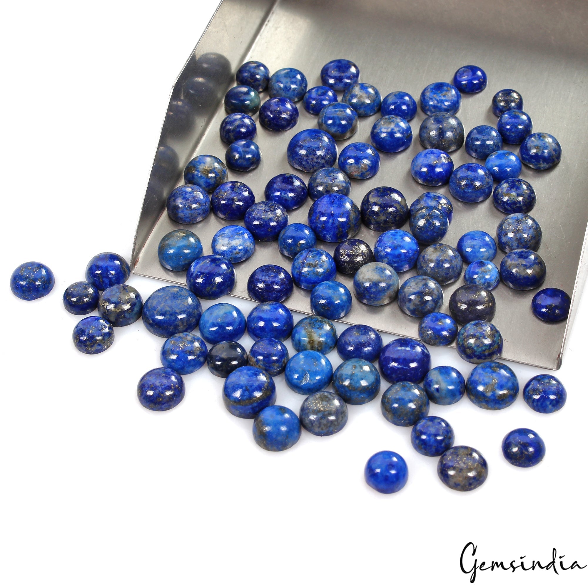 263 Cts/82 Pcs Natural Blue Lapis Lazuli Round Cab Loose Gems Lot For Jewelry