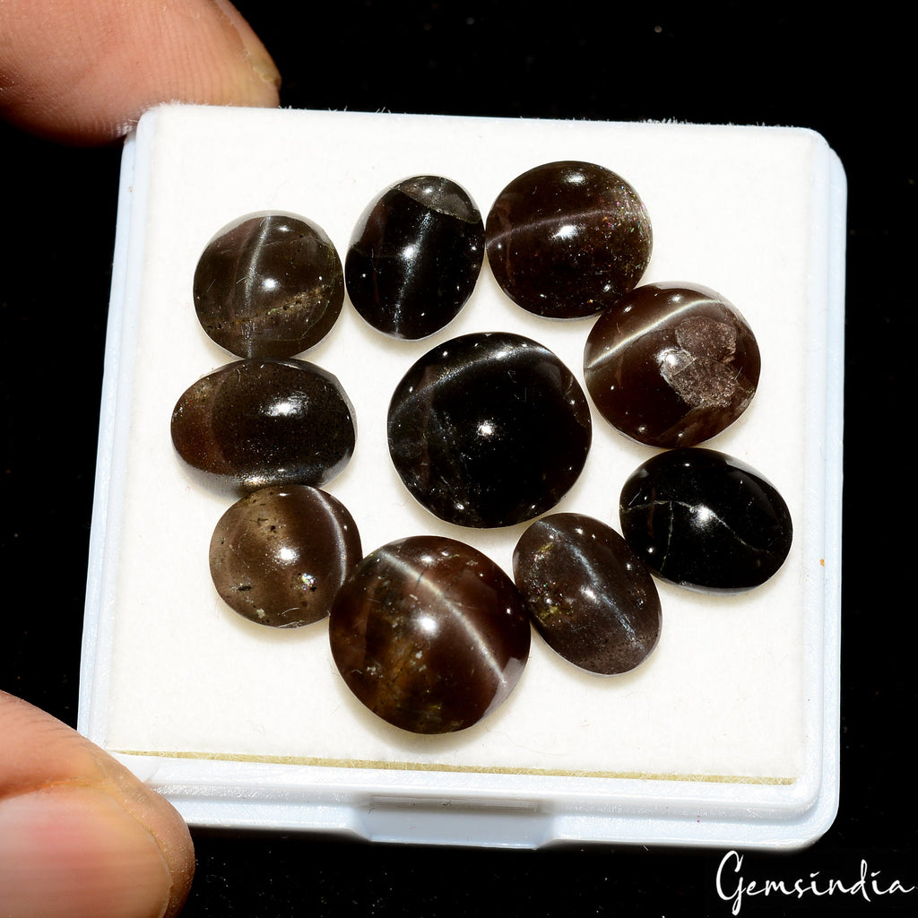 Natural Untreated Spectrolite Cats Eye Mix Cab Loose Gemstones 37.50 Ct/8-11mm