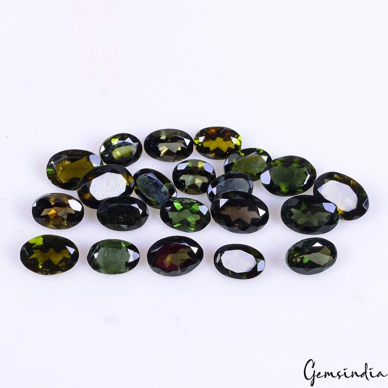 Green Tourmaline Lot, Loose Gemstone, Untreated — 21 Pieces, 5mm to 7mm, 12.40 Ct, Mozambique