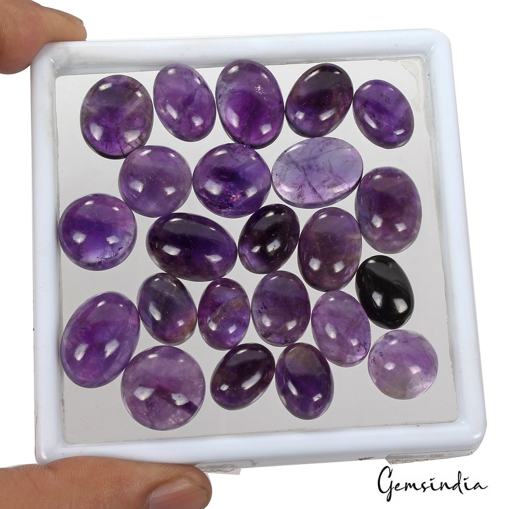 270 Ct Natural Dark Purple Amethyst Mix Cab Untreated 14-20mm Loose Gemstones