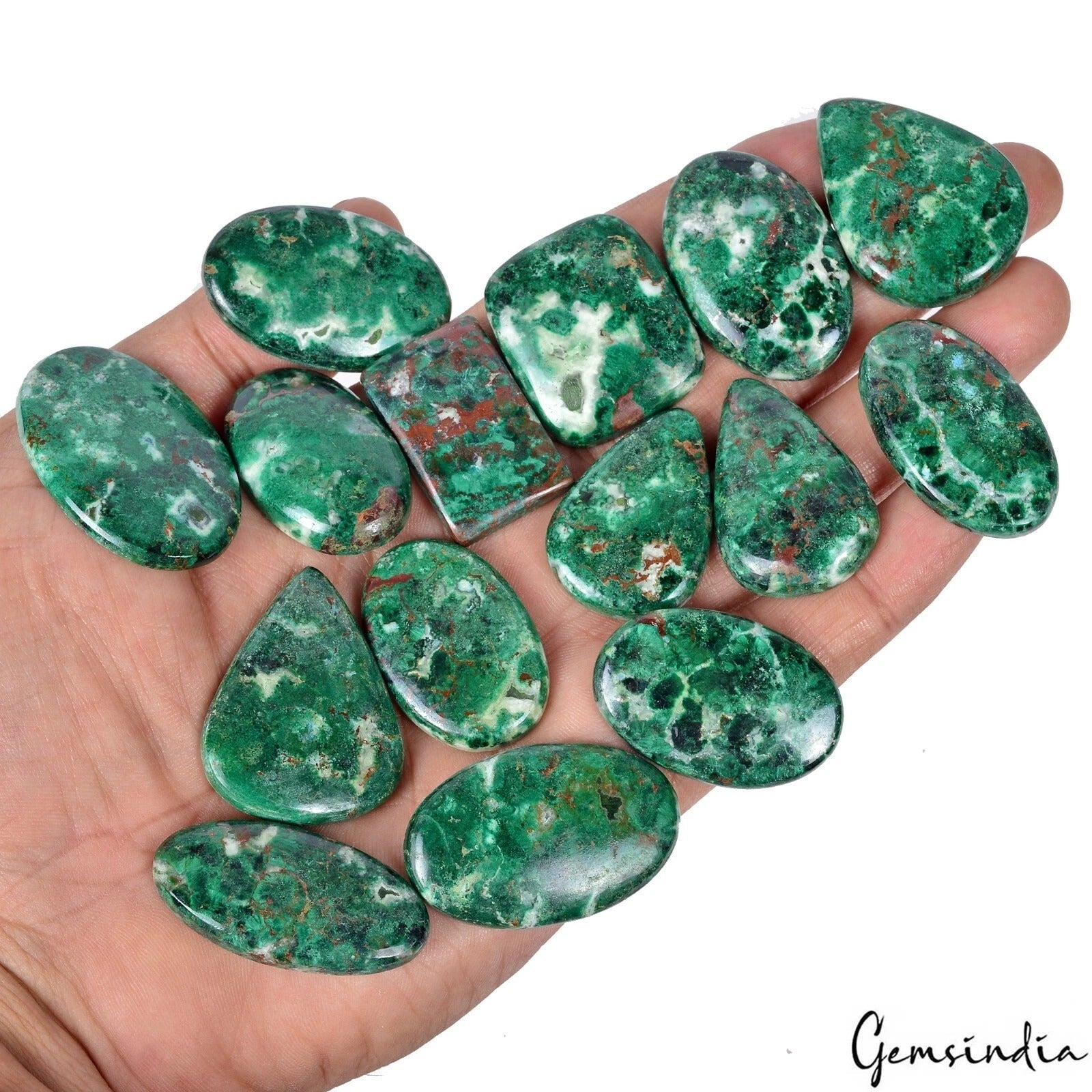 700 Ct/15 Pcs Natural Untreated Green Chrysocolla Loose 30mm-37mm Gemstones Lot