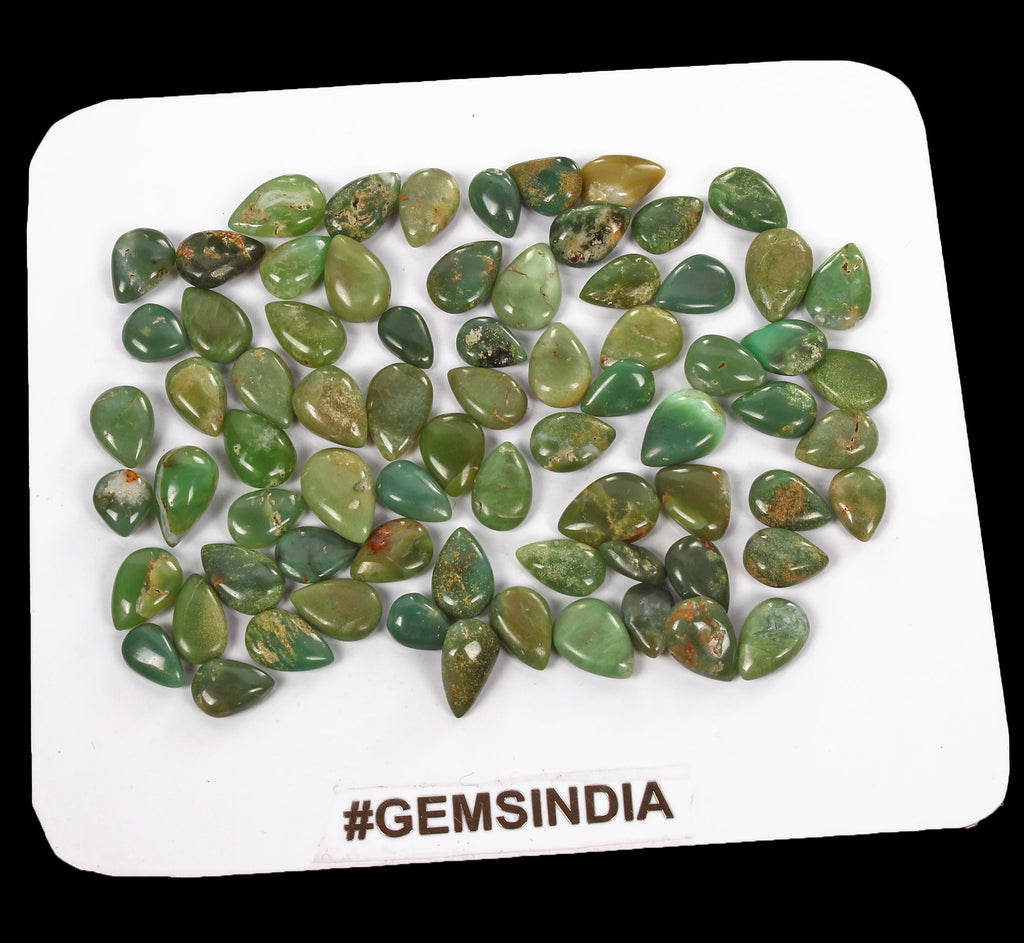 Certified 122.50 Cts/73 Pcs Natural Untreated Green Chrysoprase Pear Loose Gems