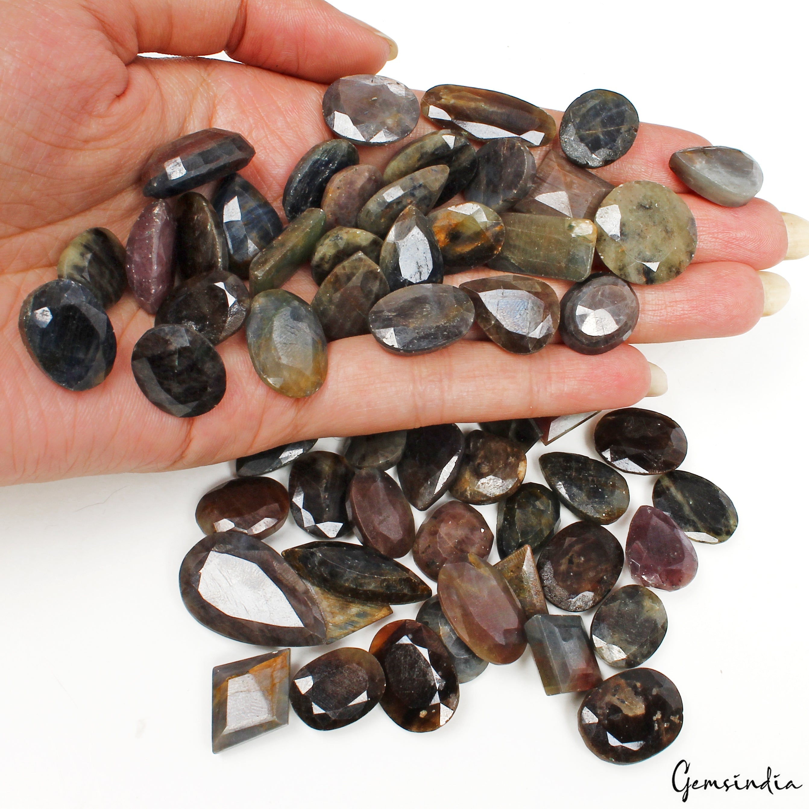 900 Ct Natural Untreated Multi Color Sapphire Mixed Cut Loose 13-27mm Gemstones