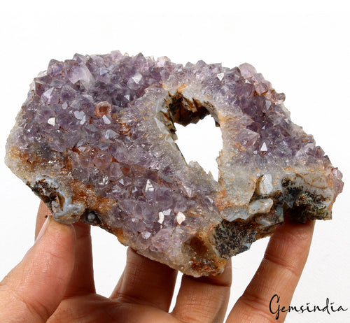 Amethyst Crystal Cluster, Untreated — 4.75x3.5x1 Inch, 0.26 Kg (1320 Ct), Uruguay