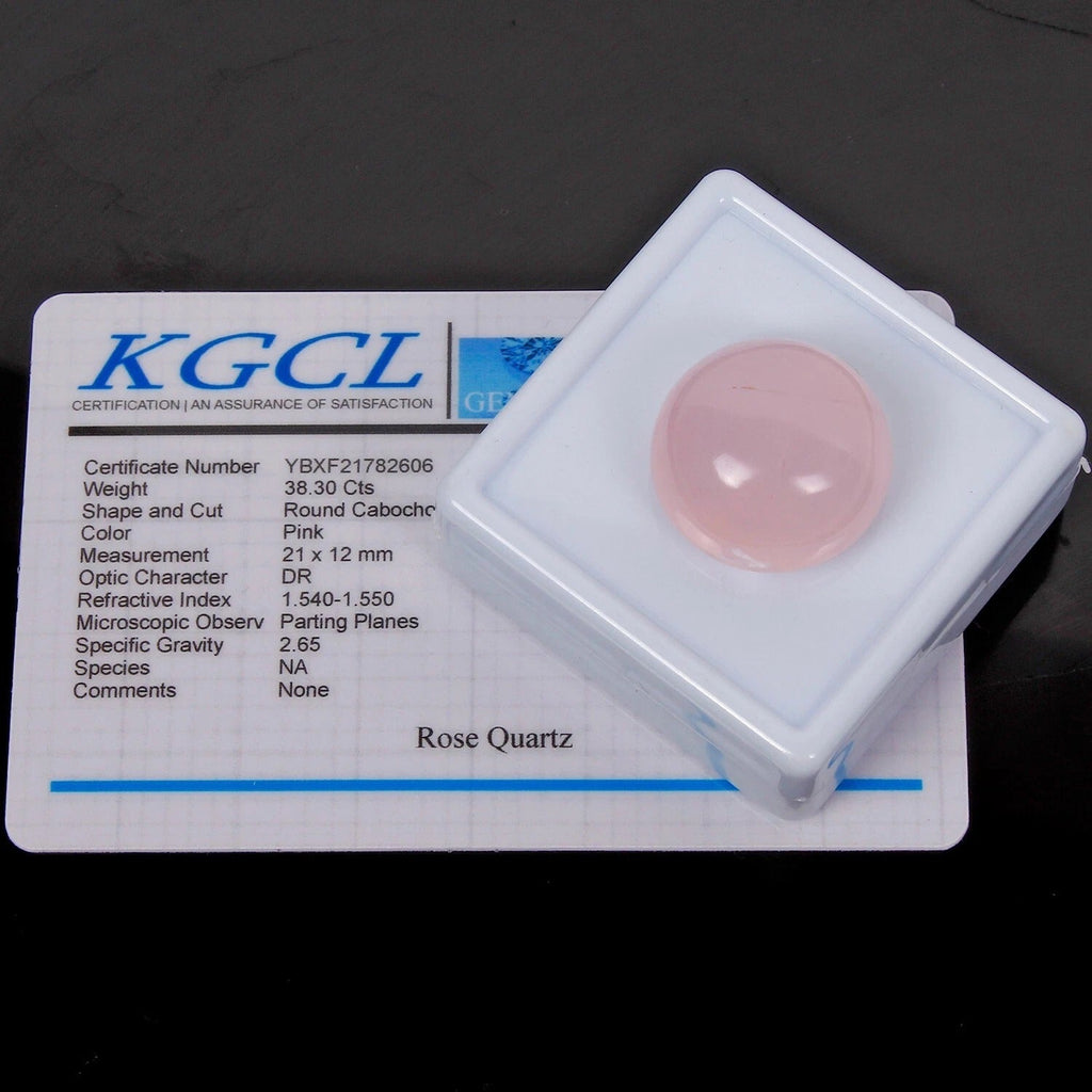 Certified 38.30 Cts Natural Untreated Pink Rose Quartz Round Cab Gem For Ring
