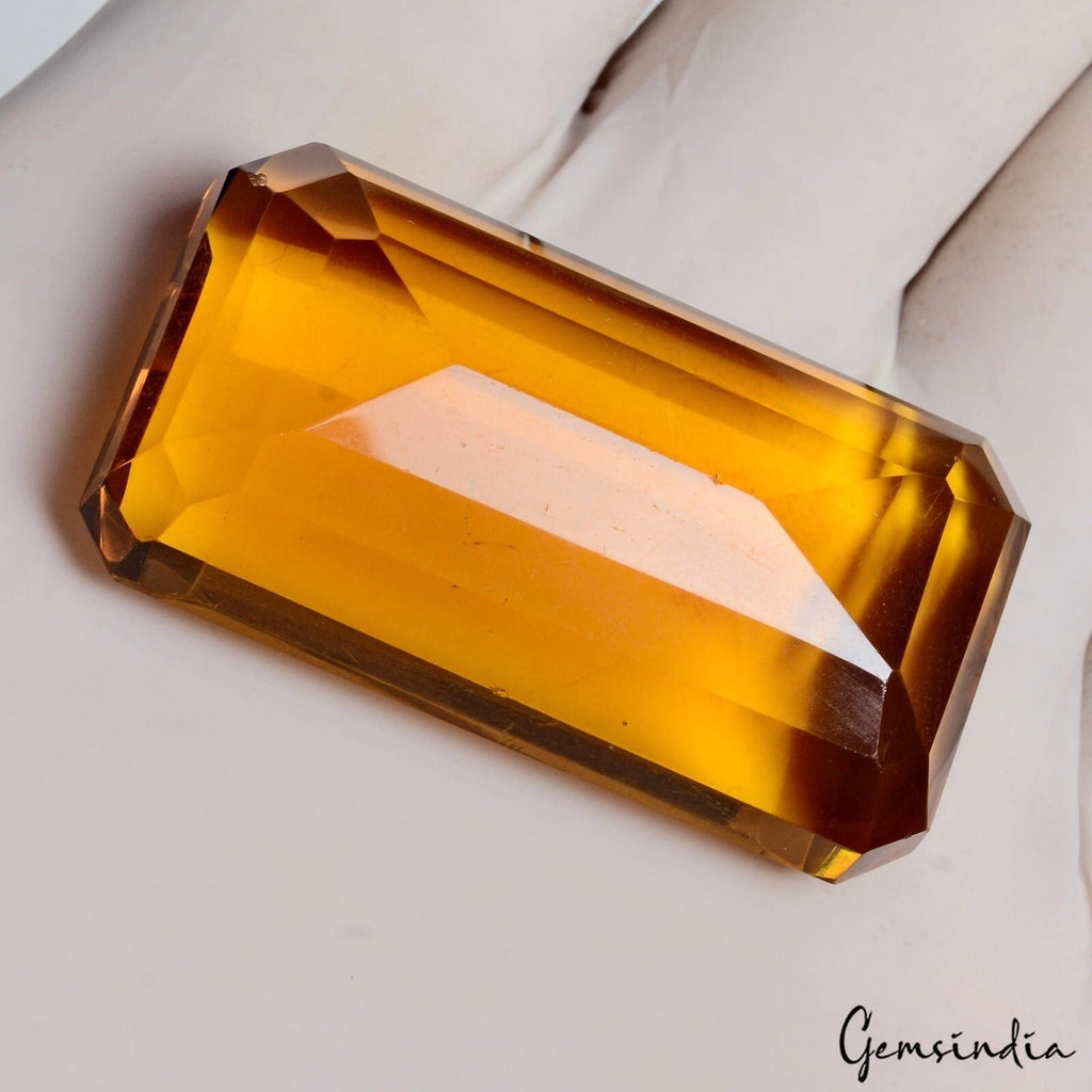 156.25 Cts Hydro Golden Orange Tourmaline Octagon Cut Loose Rare Gem For Pendant
