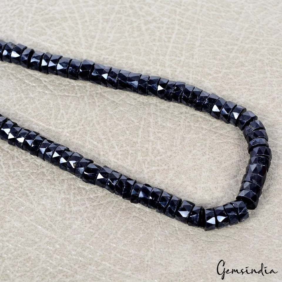 Black Spinel 6-7mm Round Checker Cut AAA Grade Gemstones Beads Strand 16" Each