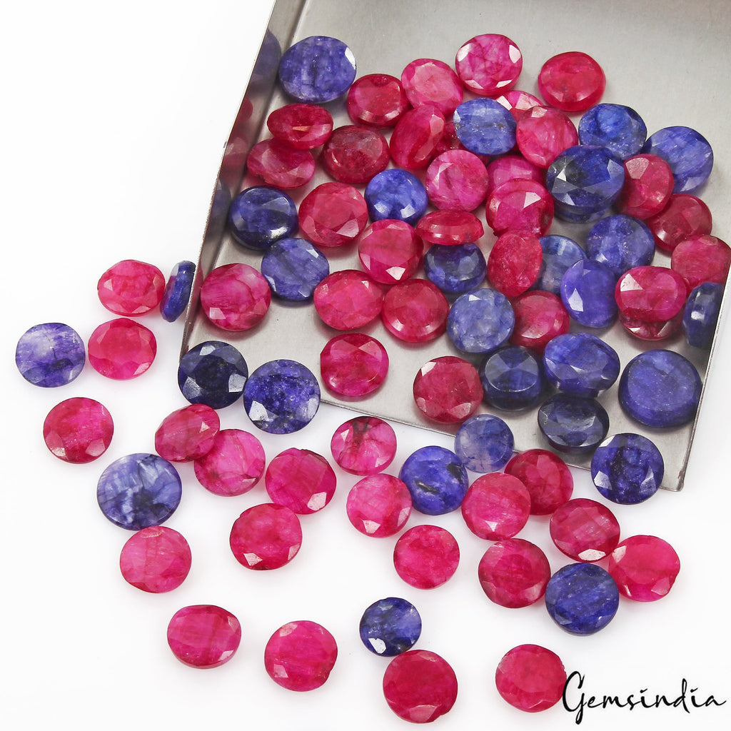 400 Ct Natural Red Blue Beryl Round Cut Wholesale Gemstone Lot 78 Pc For Jewelry