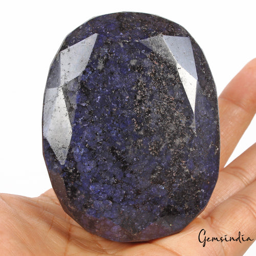 African Blue Sapphire Loose Gemstone, Oval Cut Gemstone, Color Enhanced — 79x60x38mm, 2100 Ct, Africa