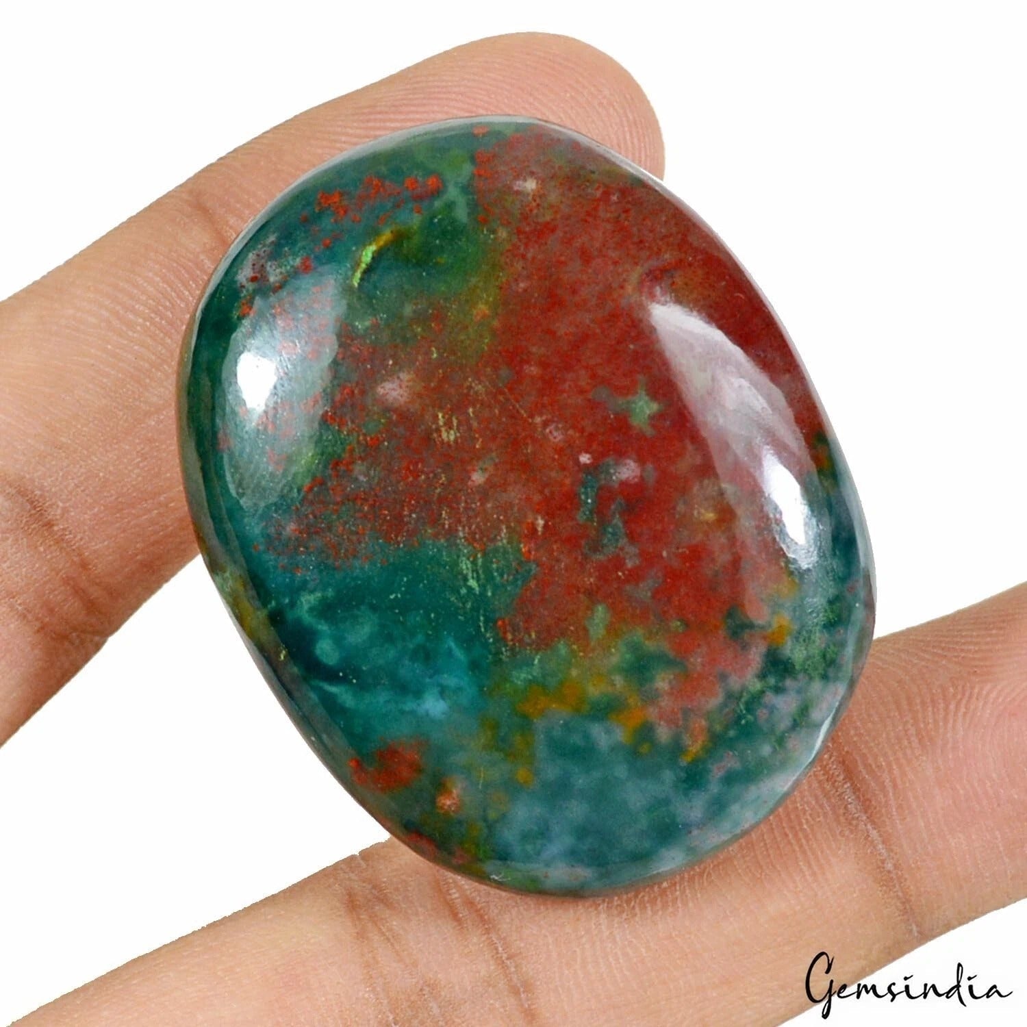 163.25 Ct Natural Untreated Green Red Bloodstone Jasper Oval Cab Gem For Pendant
