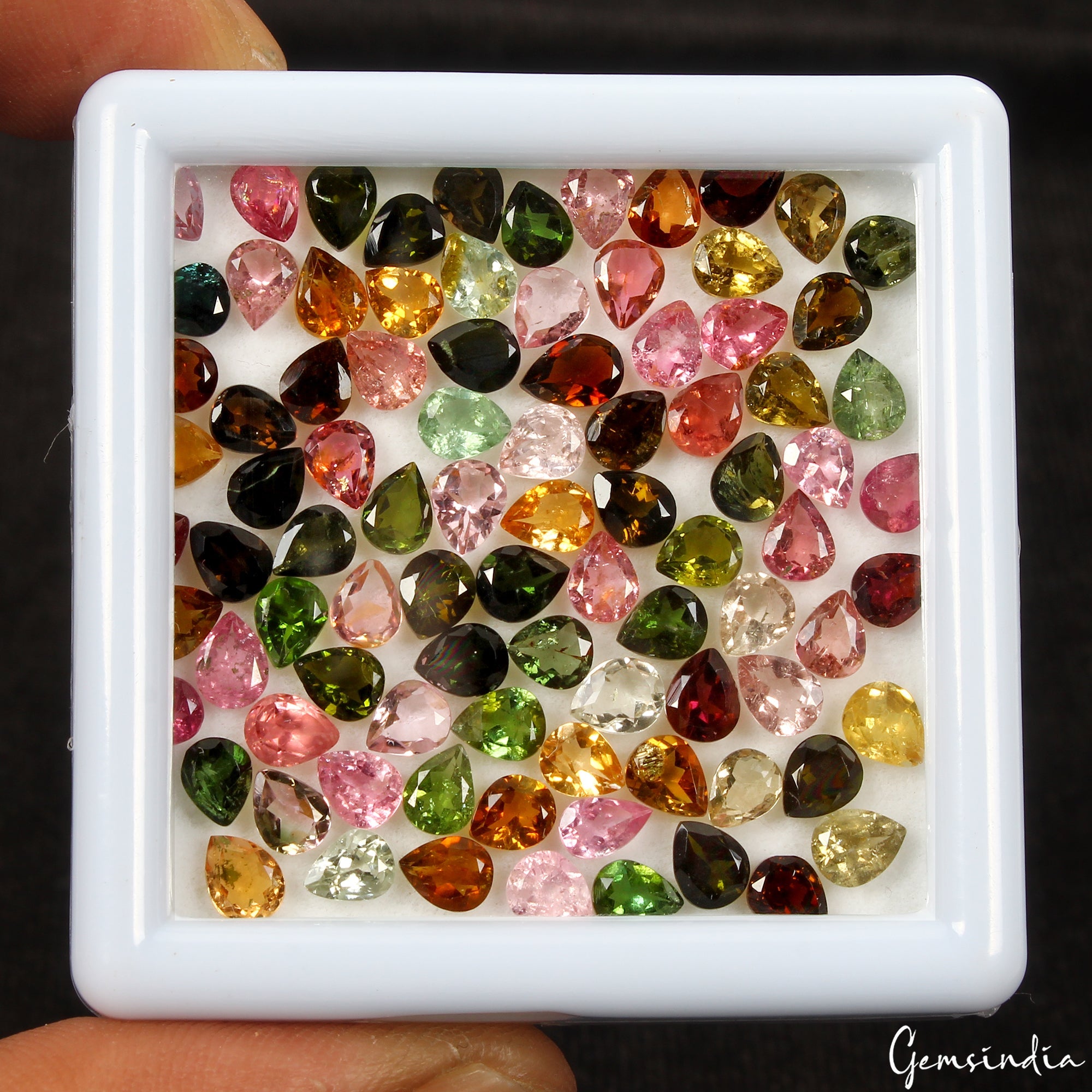 25.00Ct/94 Pc Natural Untreated Multi-Color Tourmaline 5x4mm Pear Cut Loose Gems