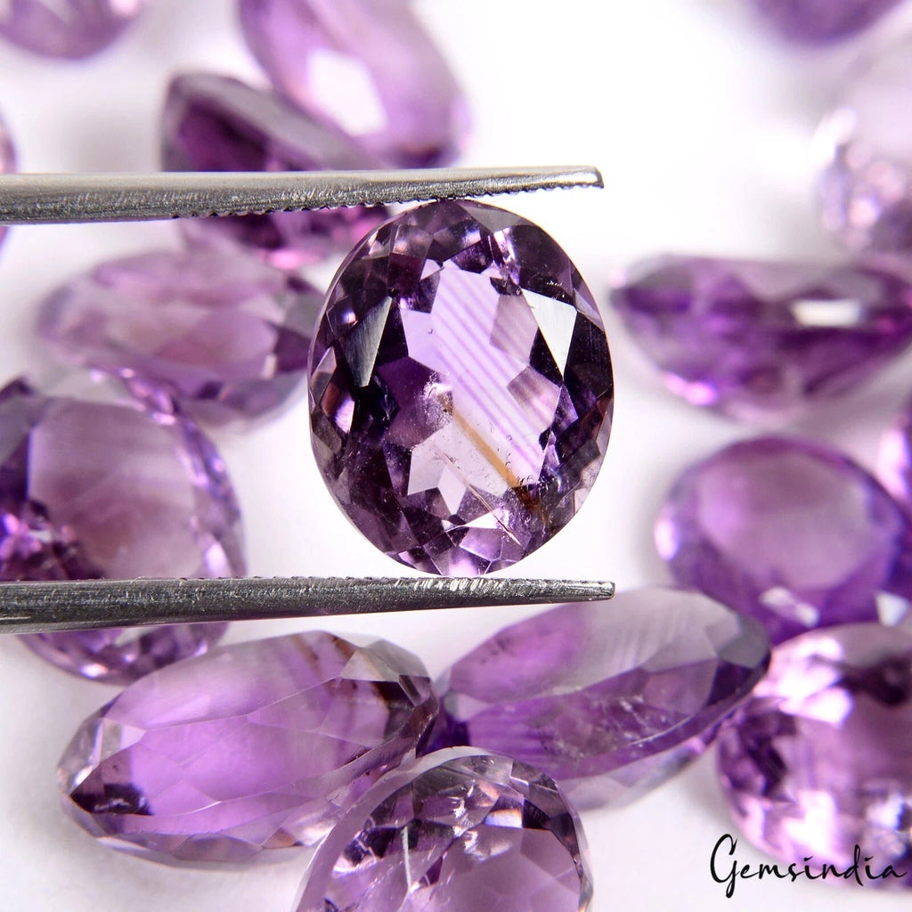 20 Pcs Natural Amethyst 11-13mm Oval Cut Loose Untreated Gemstones Wholesale Lot