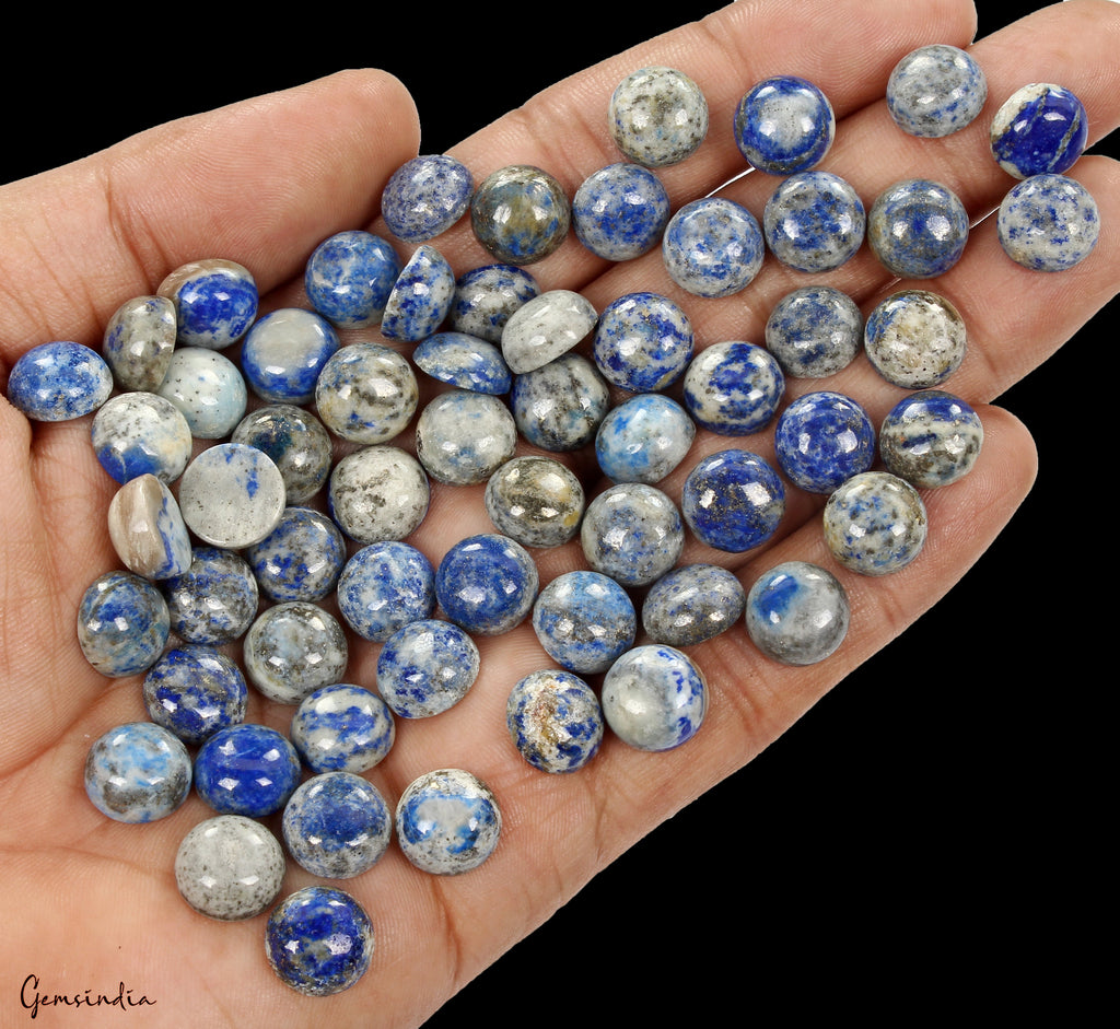 60 Pcs Natural Untreated Lapis Lazuli 11mm Round Loose Cabochon Gemstones Lot