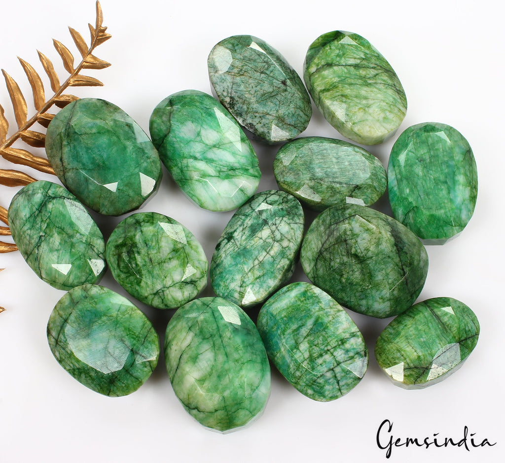 5000 Ct/14Pcs Natural Brazilian Green Emerald Oval Cut Loose Gems Wholesale Lot
