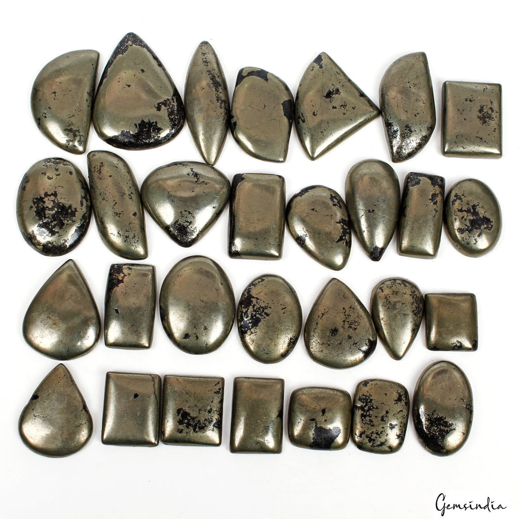 1000 Ct/29 Pcs Natural Apache Gold Pyrite Mix Cab Untreated Loose Wholesale Gems