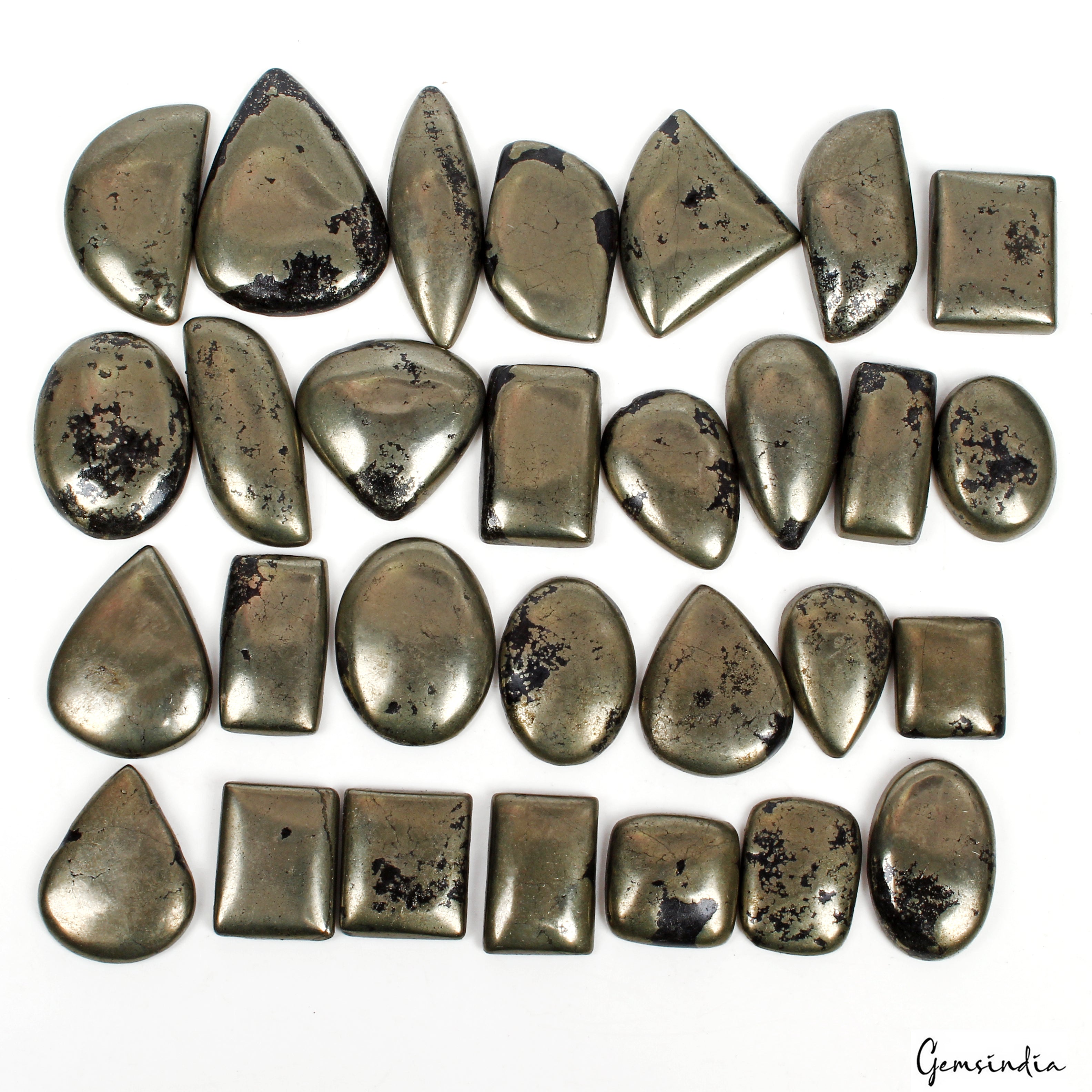 1000 Ct/29 Pcs Natural Apache Gold Pyrite Mix Cab Untreated Loose Wholesale Gems