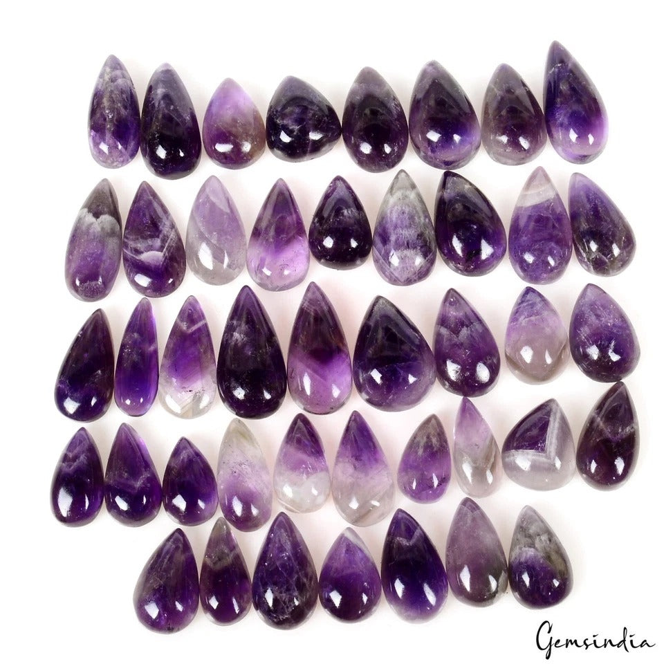 350 Ct Natural Dark Purple Amethyst Pear Cab 14-22mm Loose Untreated Gems~43 Pcs