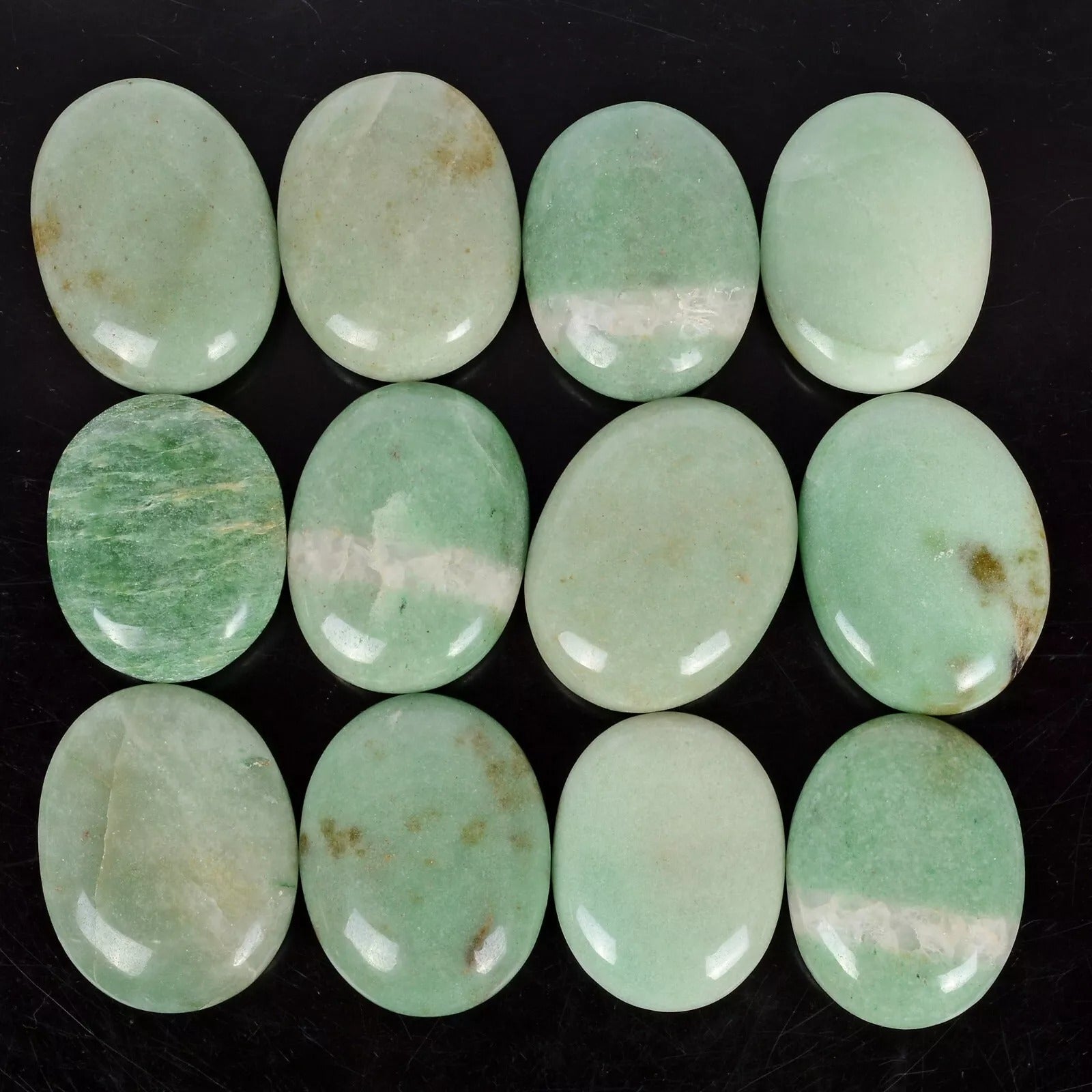 Aventurine Lot, Cabochon, Green — 12 Pieces, 53mm to 60mm, 5000 Ct (1 Kg)