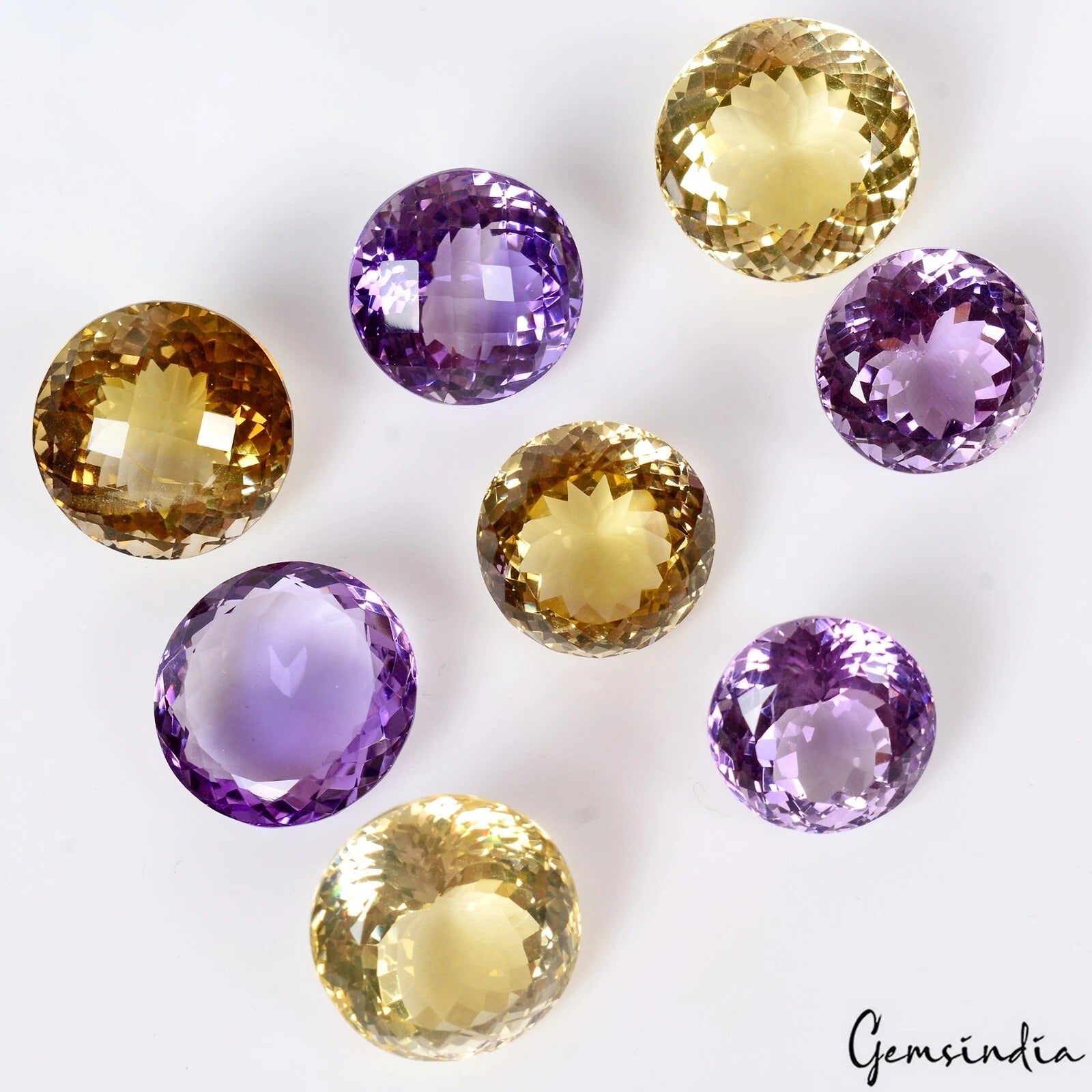 Amethyst Loose Gemstone, Untreated, Purple & Yellow — 15mm to 19mm, 183.10 Ct, Brazil