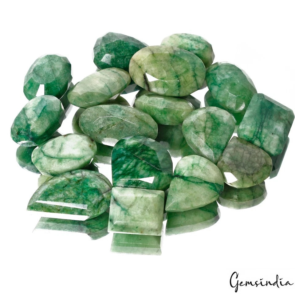 700 Ct Natural Brazilian Green Emerald Mix Cut Loose Earth Mined Gemstone~17 Pcs
