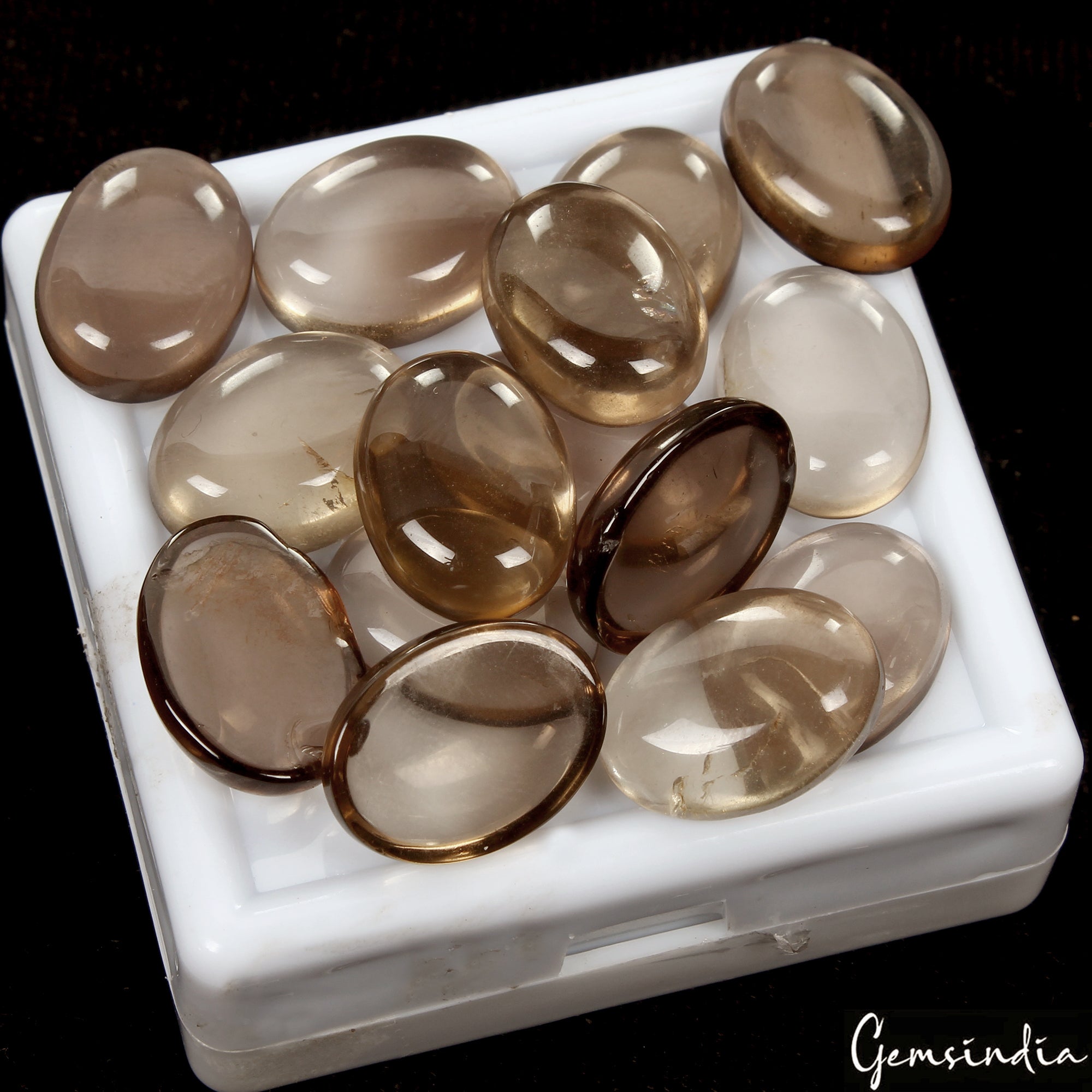 15 Pc Natural Brown Smoky Quartz 15x11mm Loose Oval Cabochon Gemstones~106.70 Ct
