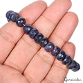 180 Cts Natural Dark Blue Sapphire Round Faceted Beaded Stretchable Bracelet 7"