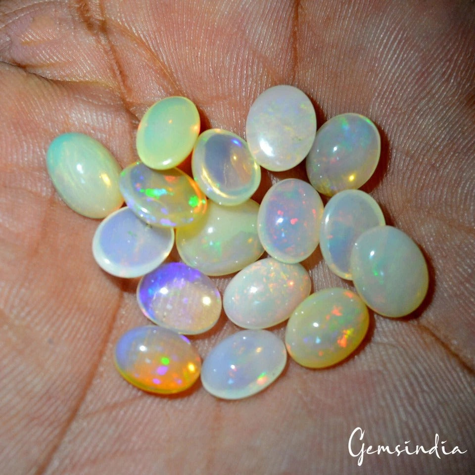 16 Pc Natural Ethiopian Opal 8-9mm Oval Untreated Multi Shine Certified Gemstone