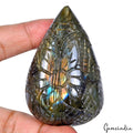 Labradorite Carving, Untreated, Peach — 68x45 mm, 840 Ct