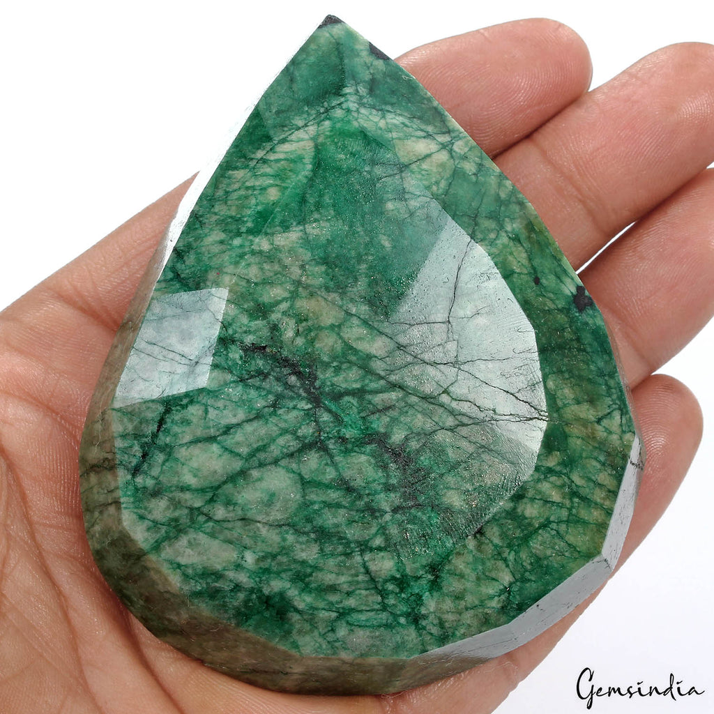 1150 Ct Natural Green Emerald Pear Cut Faceted Earth Mined Huge Size Gemstone