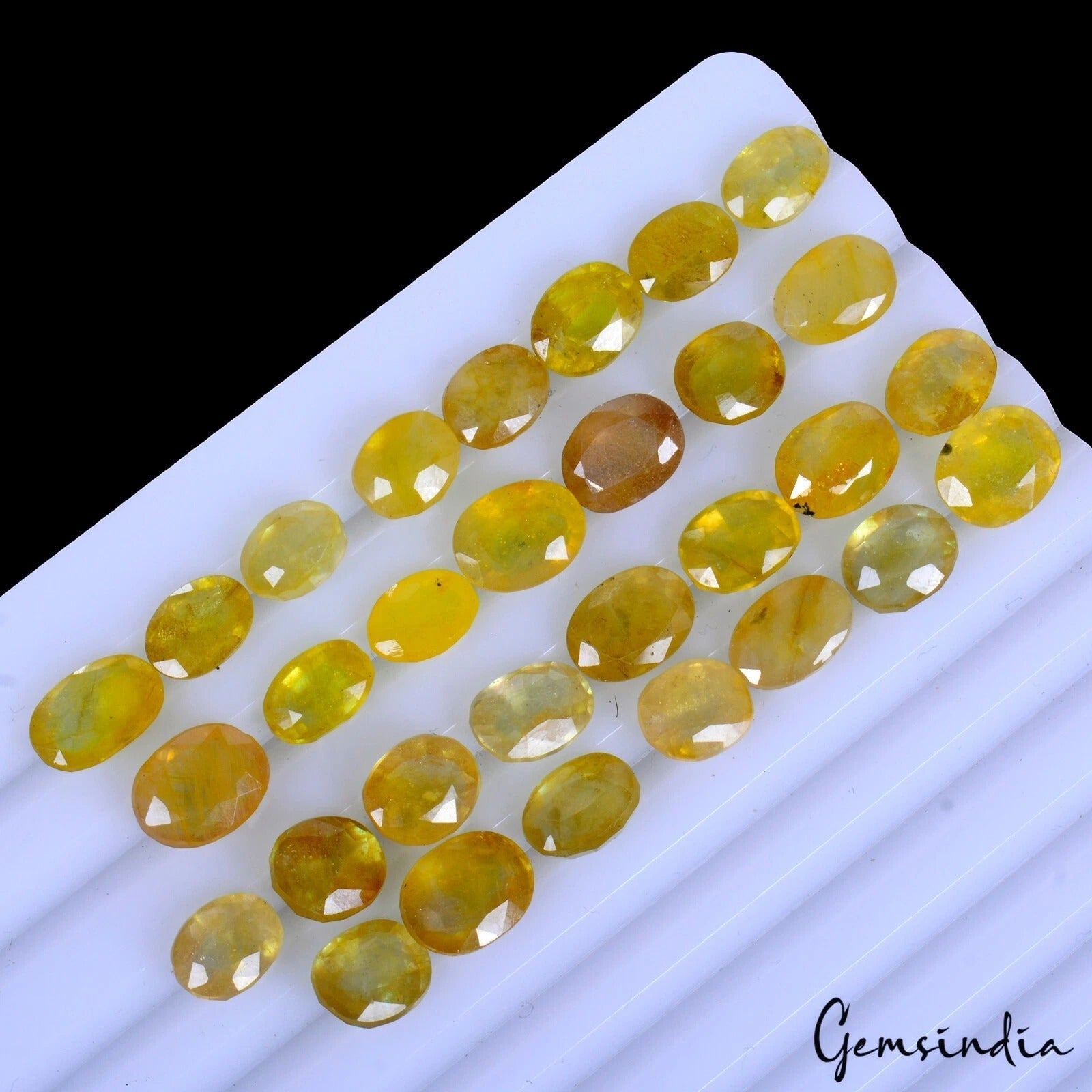 Certified 88.80 Cts/30 Pcs Natural Ceylon Yellow Sapphire Oval Gems For Jewelry