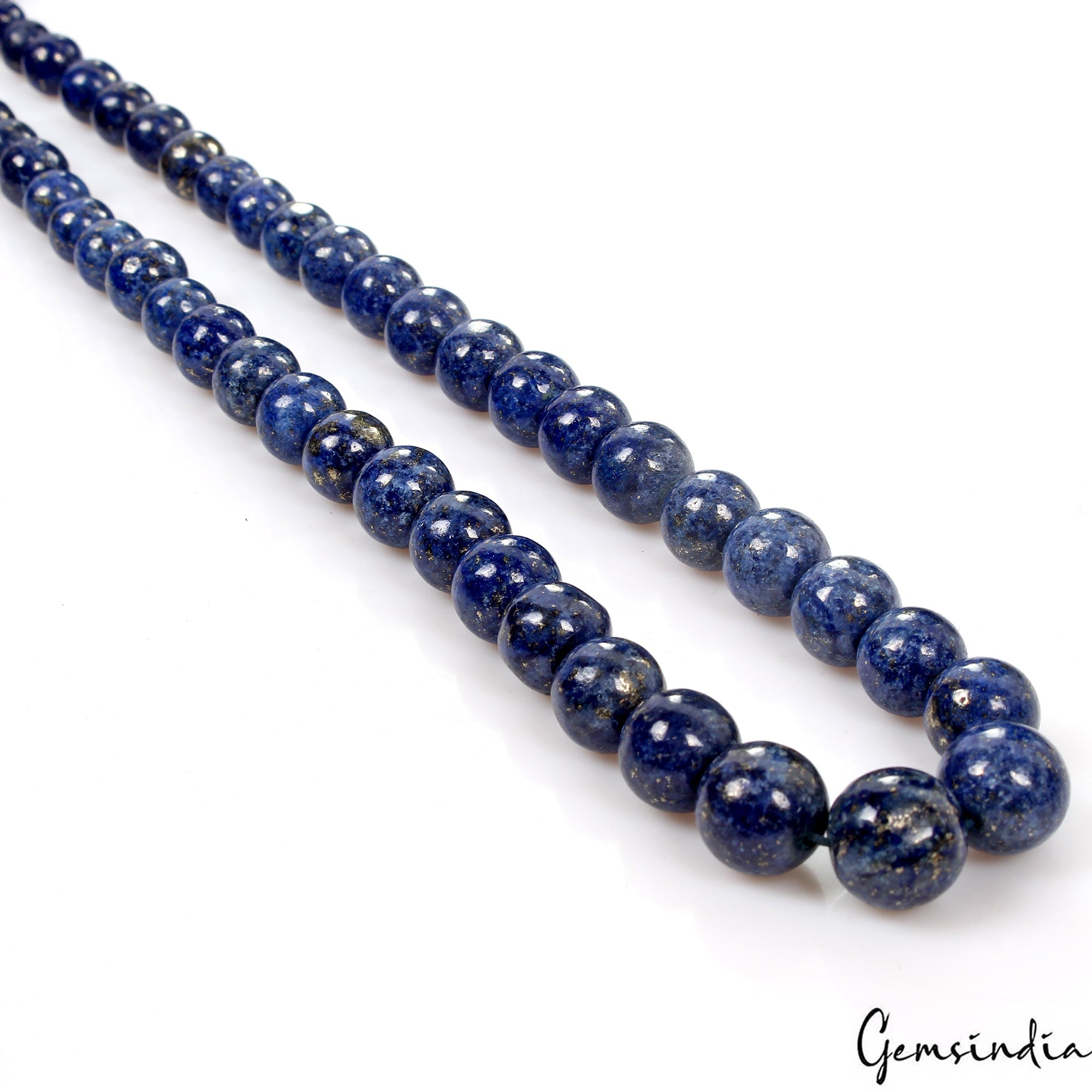 380 Ct Natural Intense Blue cabochon Lapis Lazuli Round Beads 18" Strand 6-12mm