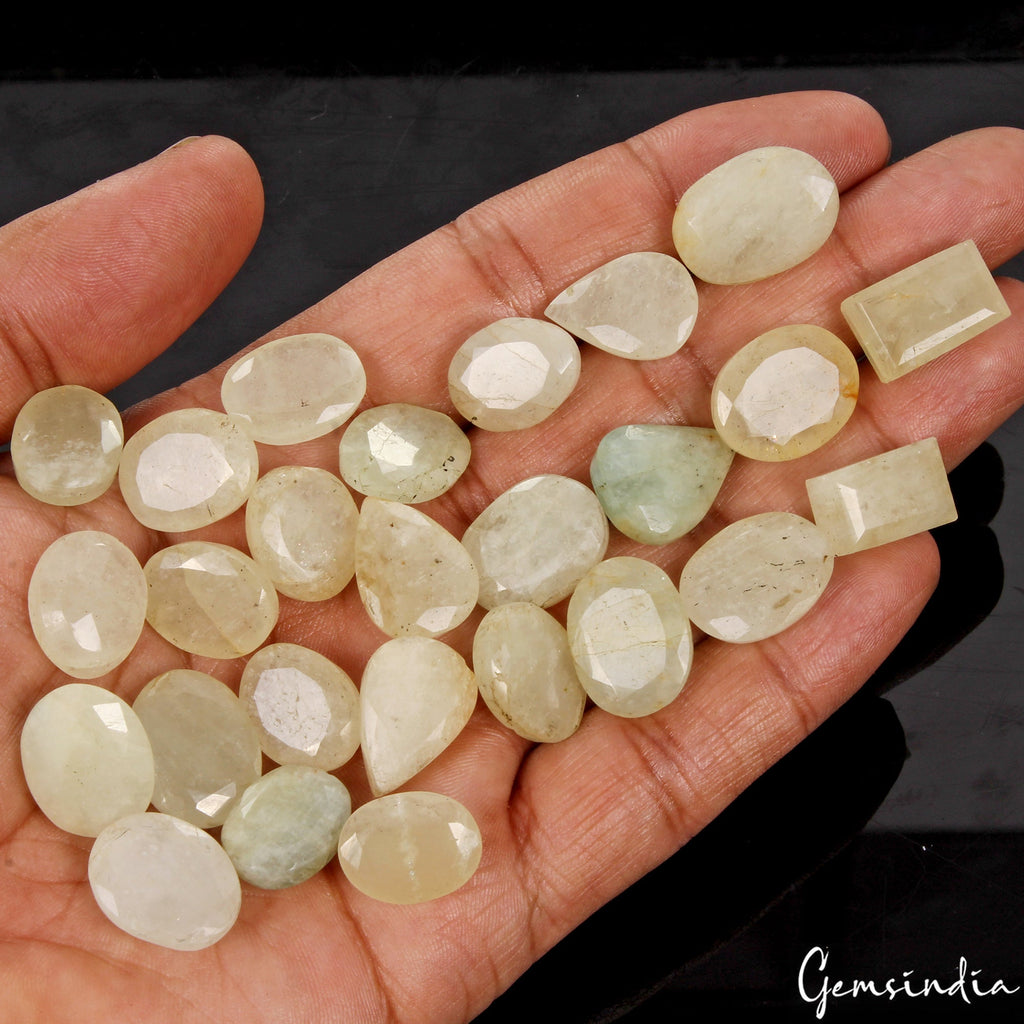 300 Cts/26 Pcs Natural Untreated Green Beryl Aquamarine Mix Cut Gems For Jewelry