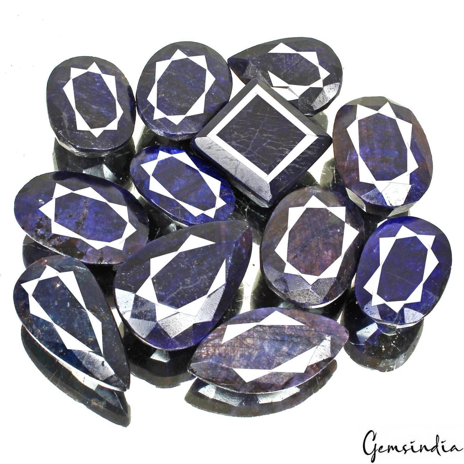 12 Pcs Natural Blue Sapphire Mix Cut Loose Madagascar 27-34mm Gemstones~ 720 Cts