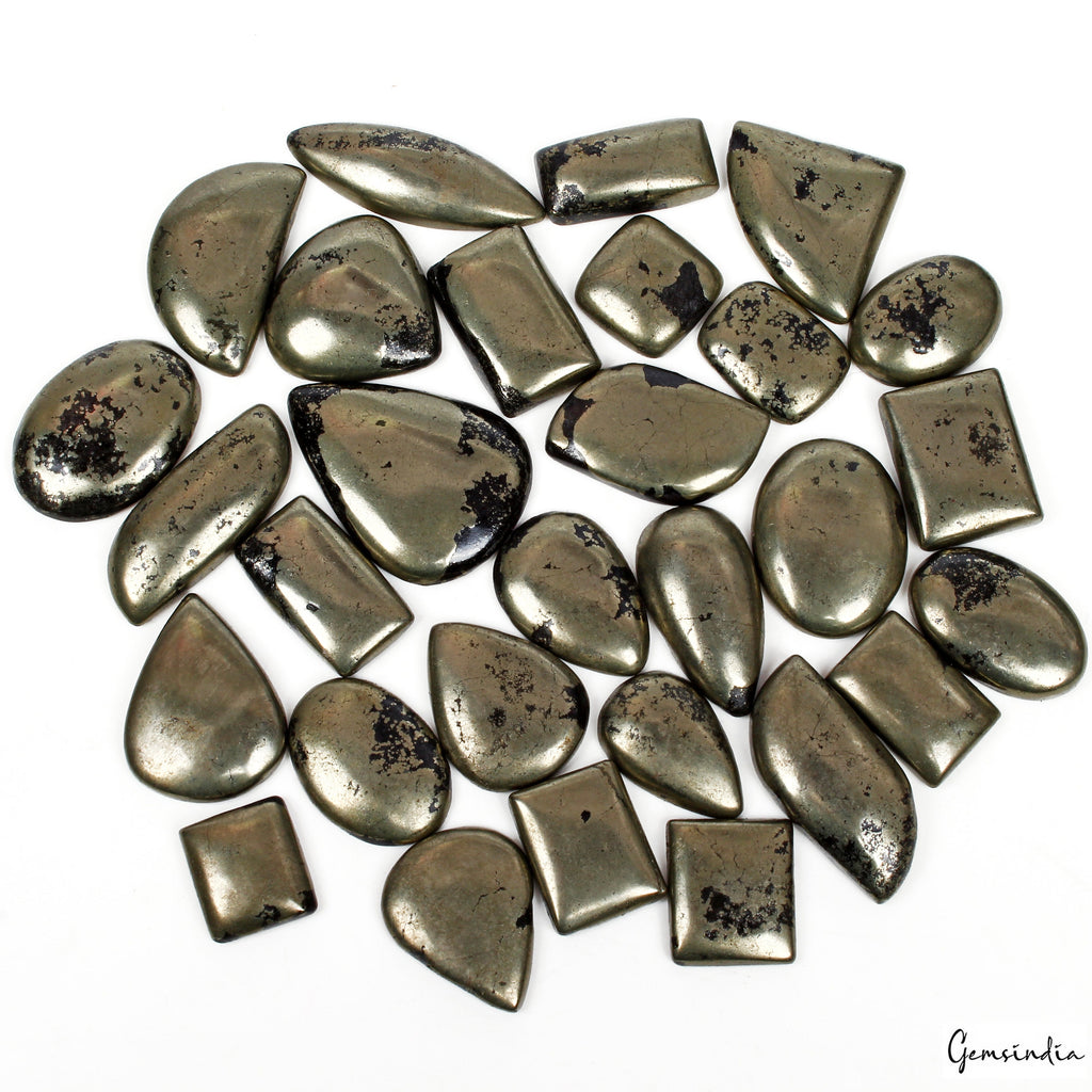 1000 Ct/29 Pcs Natural Apache Gold Pyrite Mix Cab Untreated Loose Wholesale Gems
