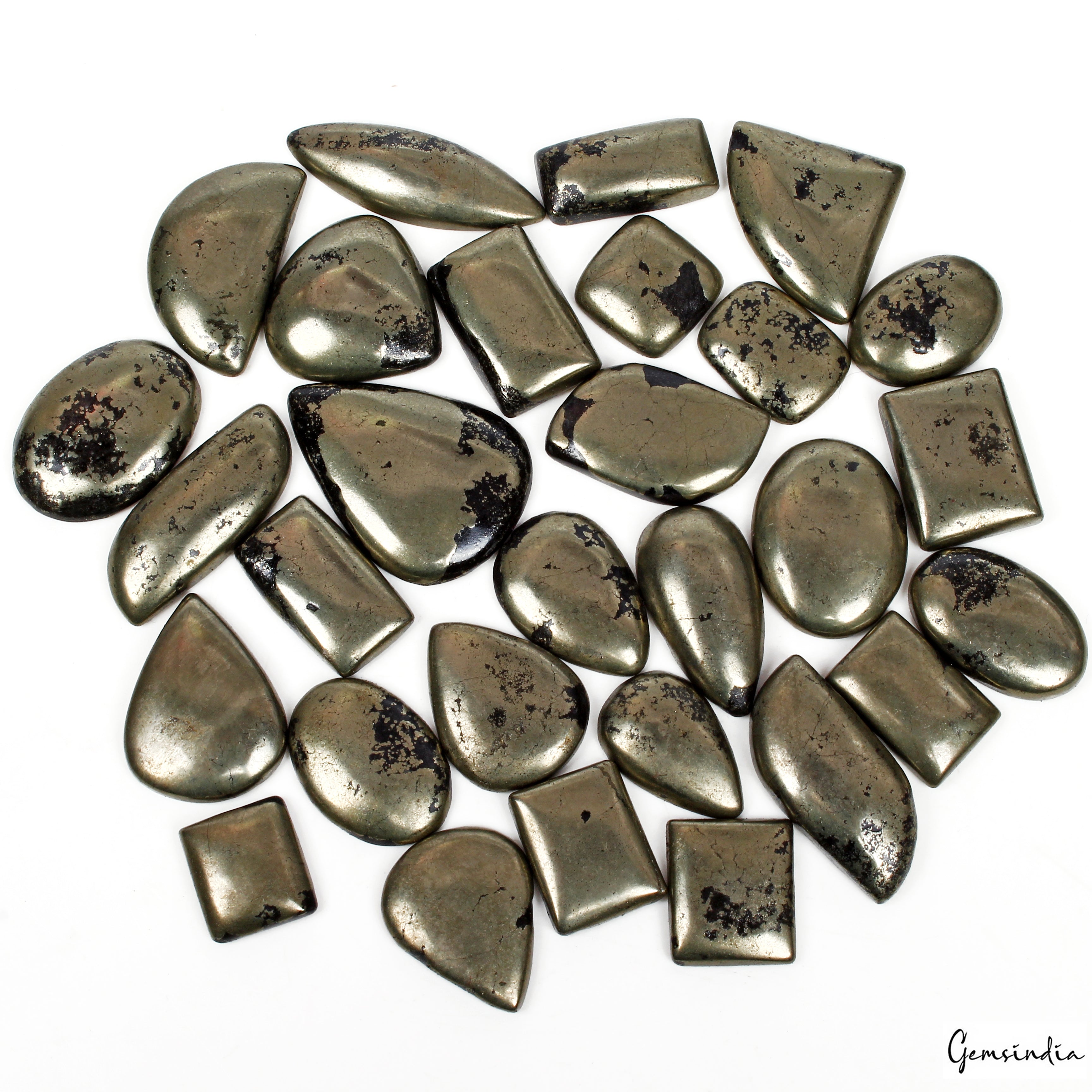 1000 Ct/29 Pcs Natural Apache Gold Pyrite Mix Cab Untreated Loose Wholesale Gems