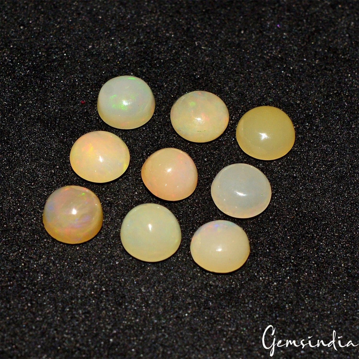 9 Pcs Natural Australian Opal Round Shape Multi Shine Loose Untreated Gemstones